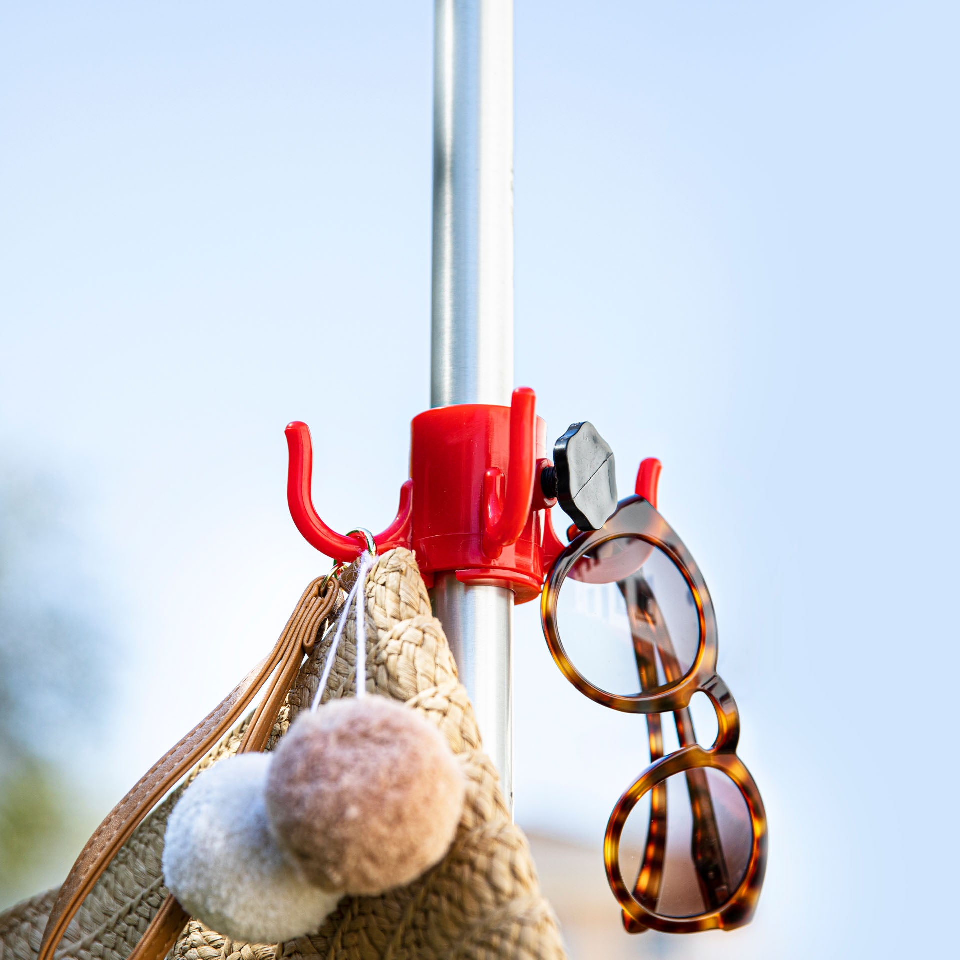 Gancio porta oggetti per ombrellone da mare e spiaggia con 4 razze