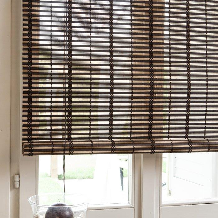 Tapparella in bambù "Africa" arrotolamento a carrucola con supporto in legno da esterno