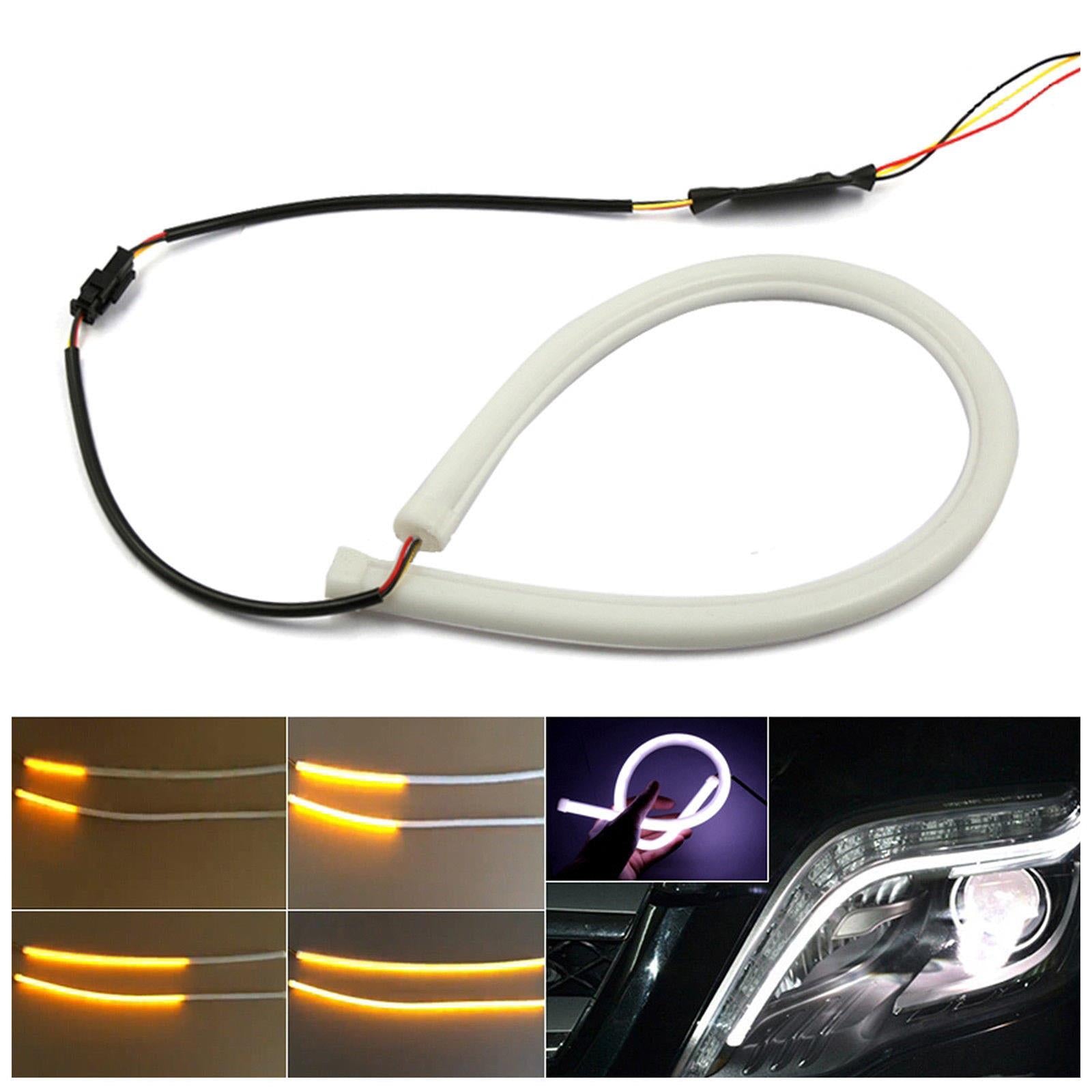 Pz 2 luci luce led flessibile diurne posizione frecce drl stricia audi sequenziali (45 cm non sequenziale - trasparente)
