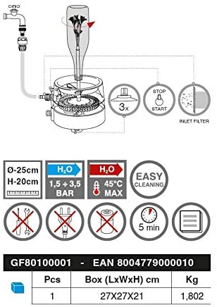 Lavabottiglie idraulico per lavare bottiglie, Vasi e Contenitori in Vetro "Made in Italy"