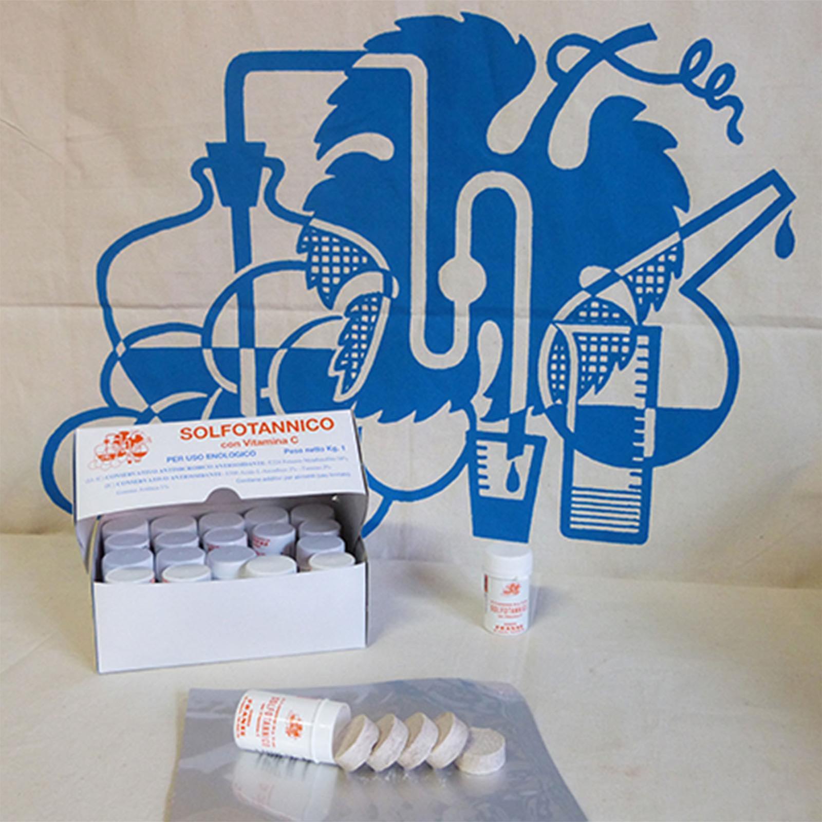 Pastiglie solfotannico sanavin con vitamina c per vino tannino 50 gr tannisol