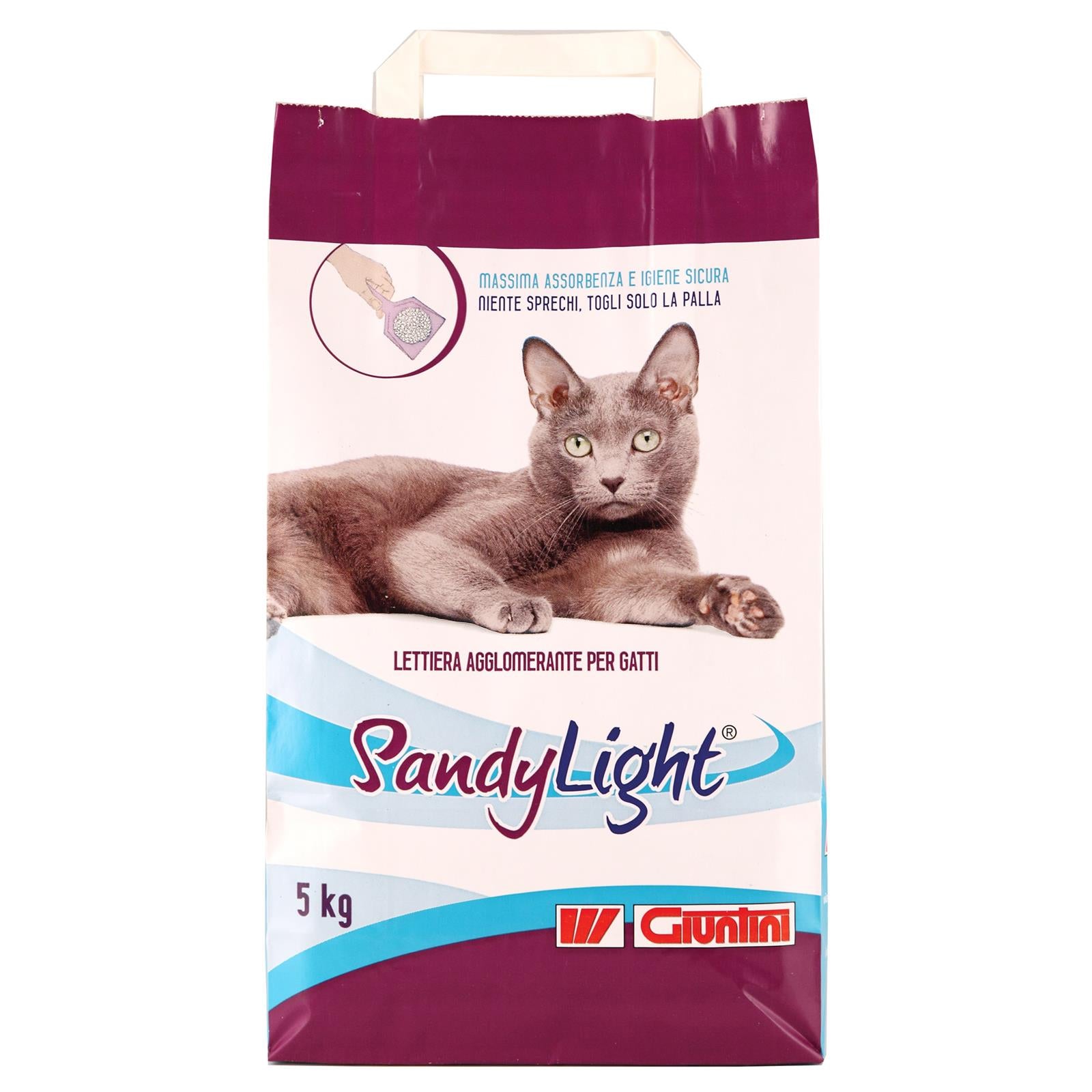 Sabbia per lettiera sandy light giuntini kg 5 agglomerante a palla per gatti gatto