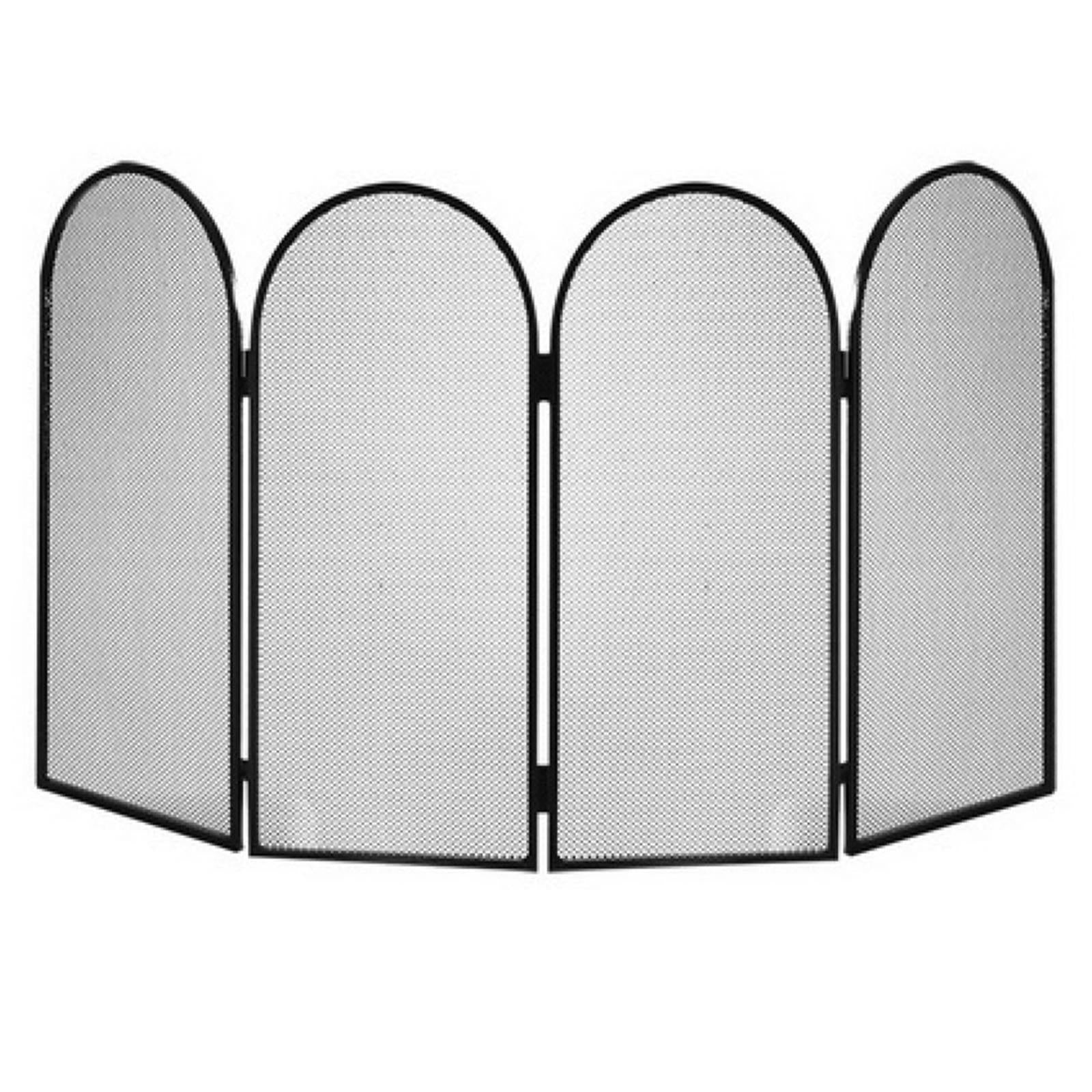 PARASCINTILLE PER CAMINO SCHERMO 4 ANTE LATERALI 95 X H 50 CM IN FERRO BATTUTTO