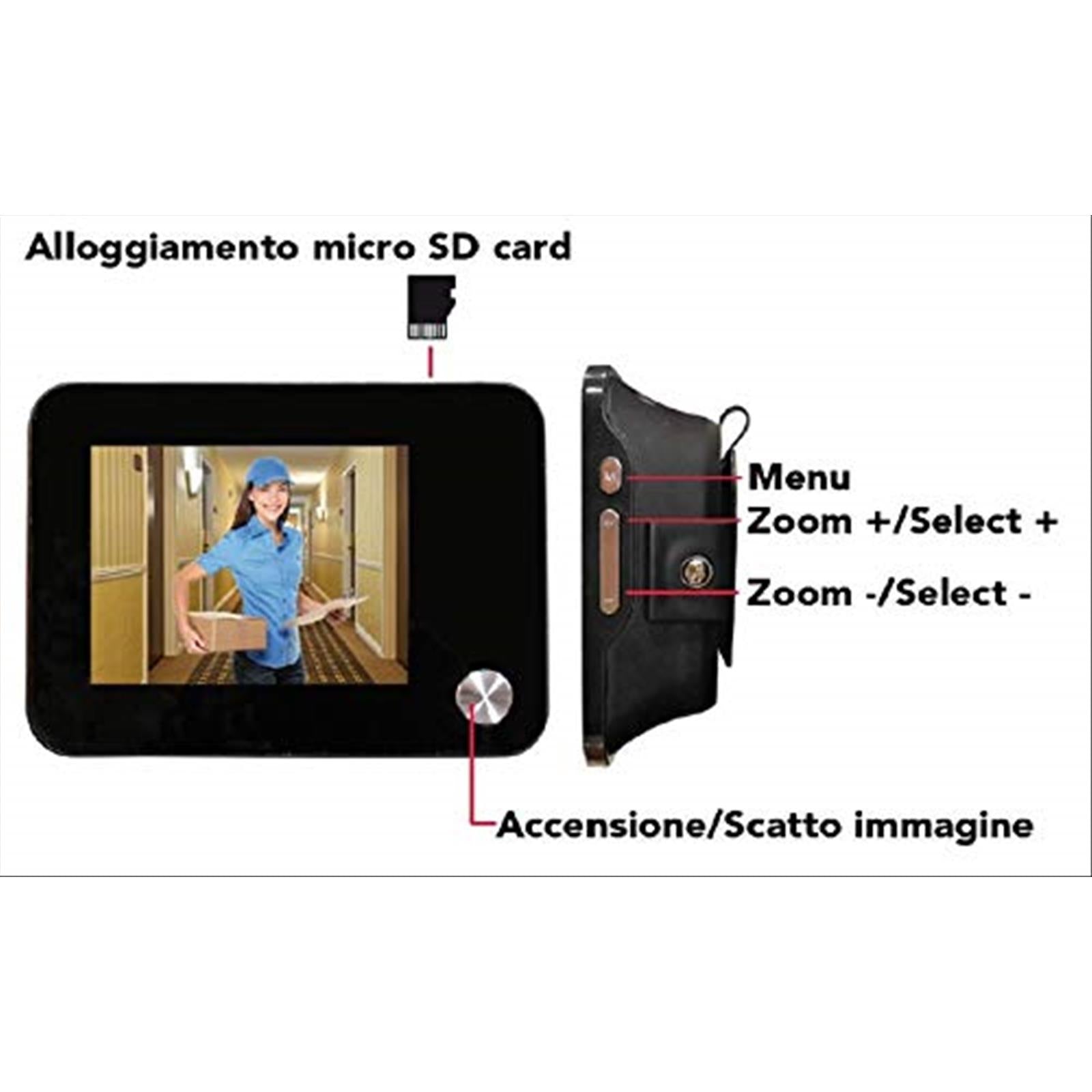 Spioncino porta digitale elettronico registra video e foto telecamera 120° zoom bravo