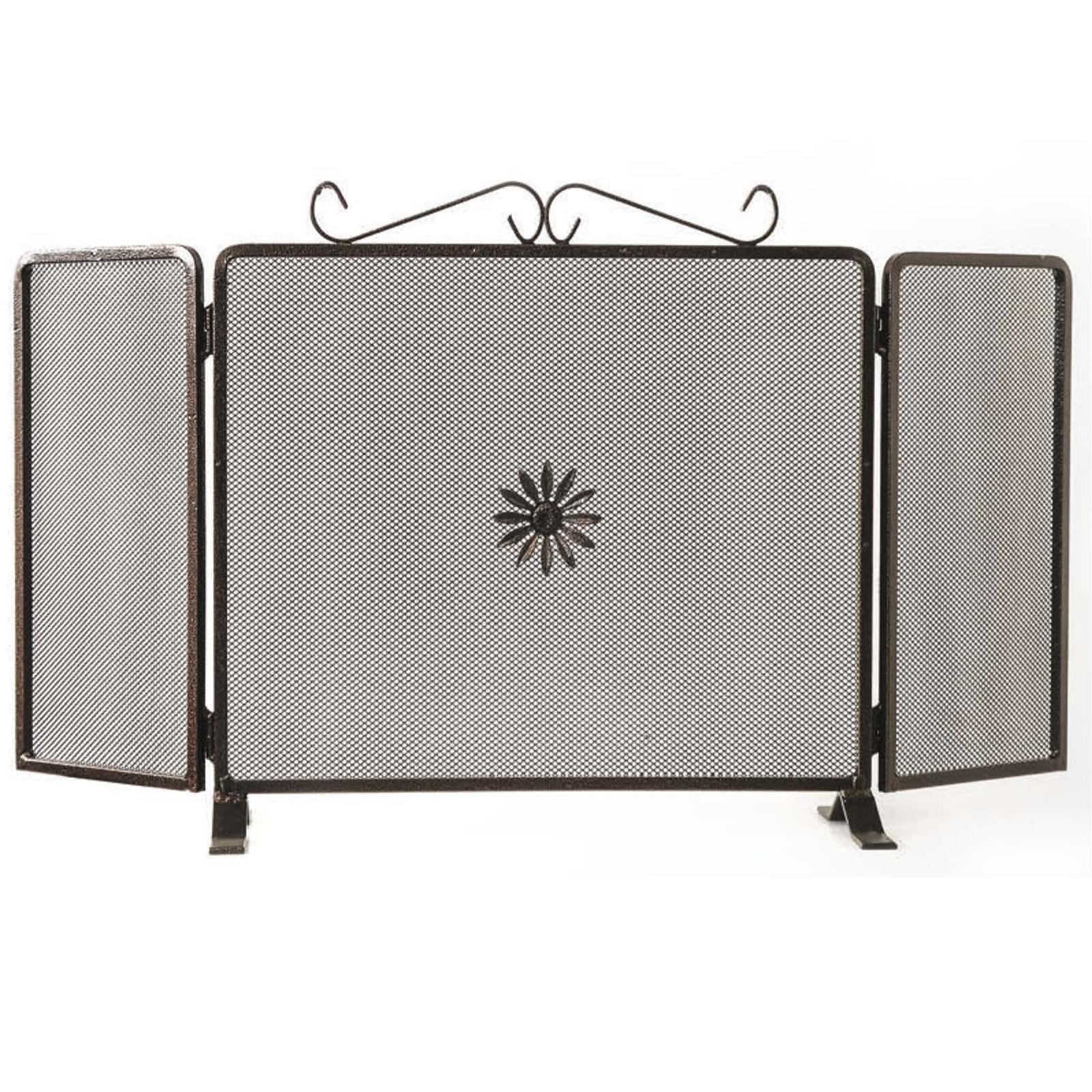 PARASCINTILLE PER CAMINO SCHERMO 2 ANTE 110 X H 60 CM IN FERRO BATTUTTO