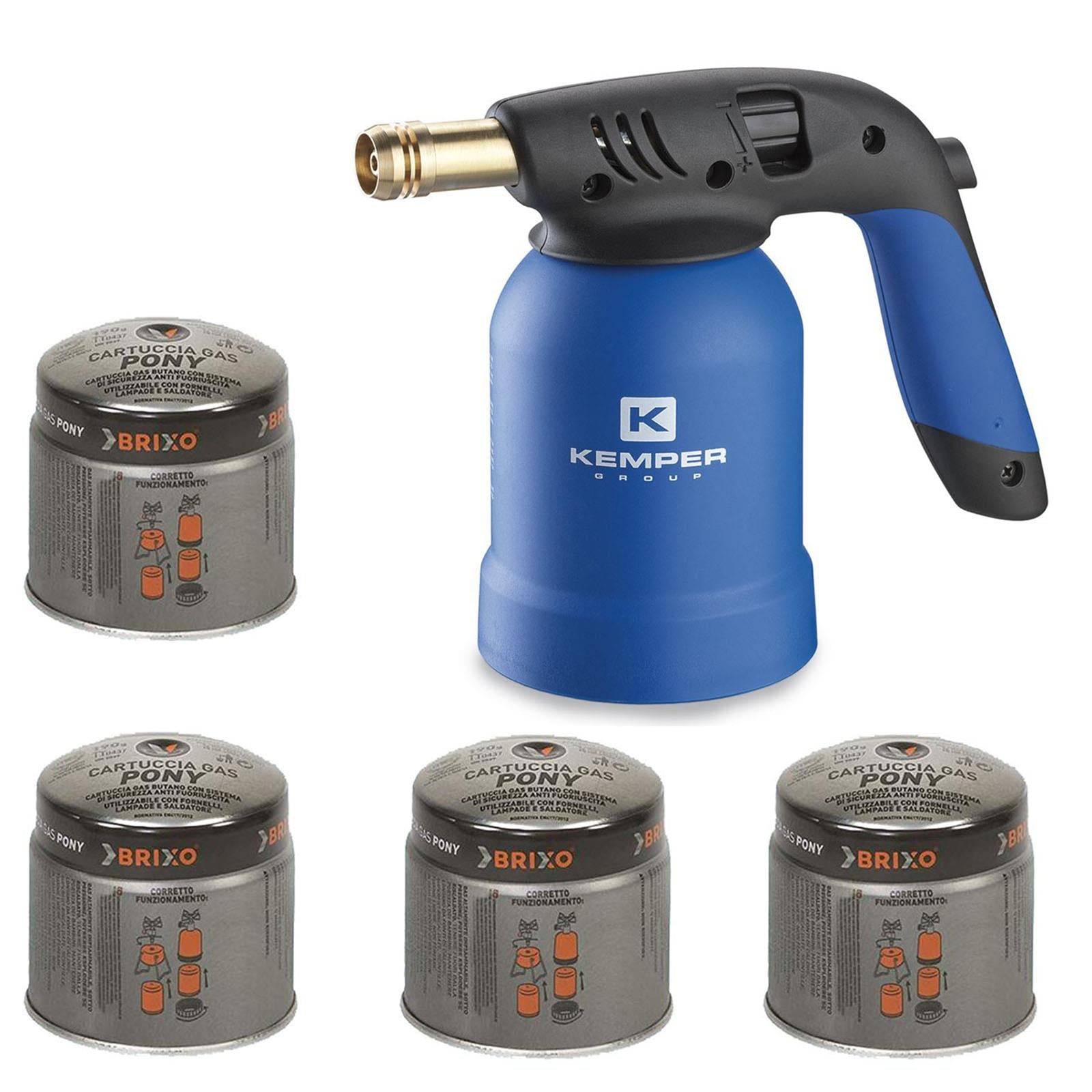 Lampada saldatore tornado + 4 bombolette gas accensione piezo caramellizatore fiamma ossidrica