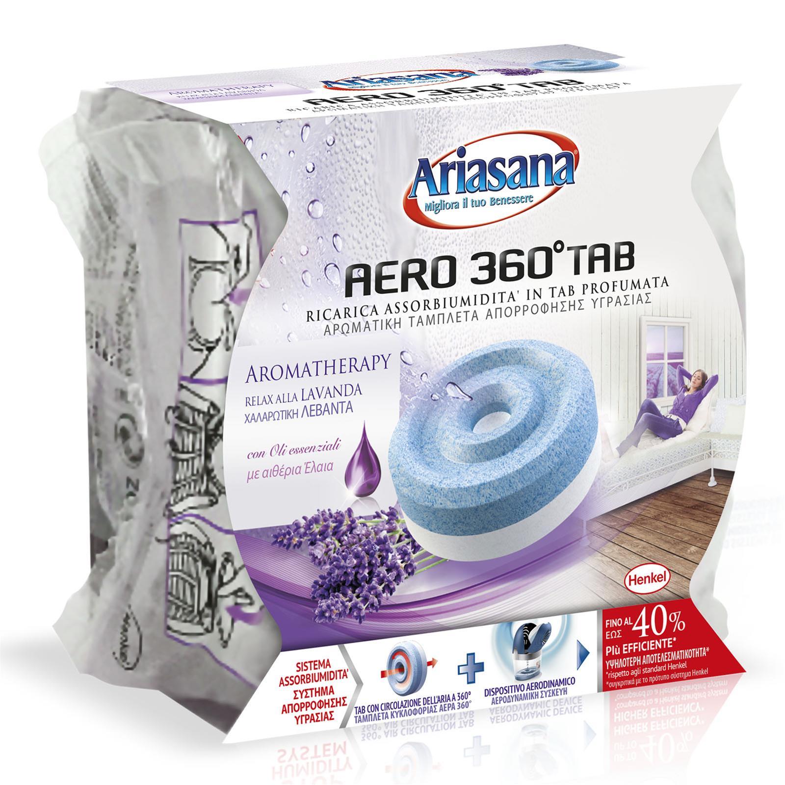 RICARICA ARIASANA AERO 360° TAB ASSORBIUMIDITA' DEUMIDIFICATORE 450g PROFUMATO (AERO 360° RELAX ALLA LAVANDA)