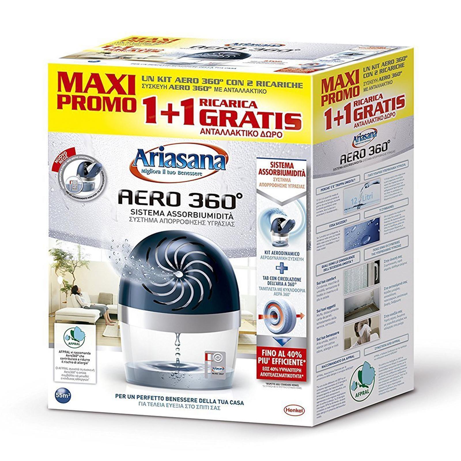 DEUMIDIFICATORE AERO 360 KIT+2 RICARICHE 450 GR SISTEMA ASSORBIUMIDITA'