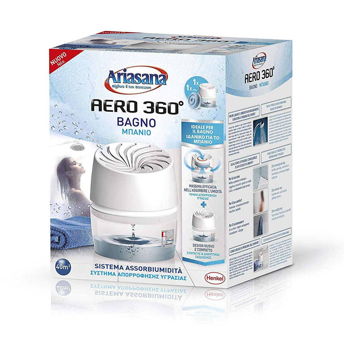 DEUMIDIFICATORE AERO KIT BATHROOM 450 GR SISTEMA SISTEMA ASSORBIUMIDITA DA BAGNO