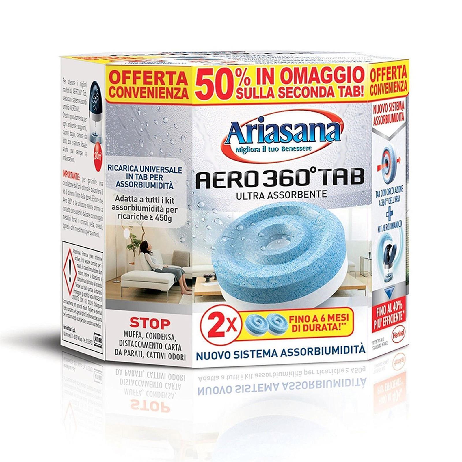 PZ 2 RICARICA ARIASANA BIPAK AERO 360° ASSORBIUMIDITA' DEUMIDIFICATORE TAB NEUTRO CLASSIC 450g