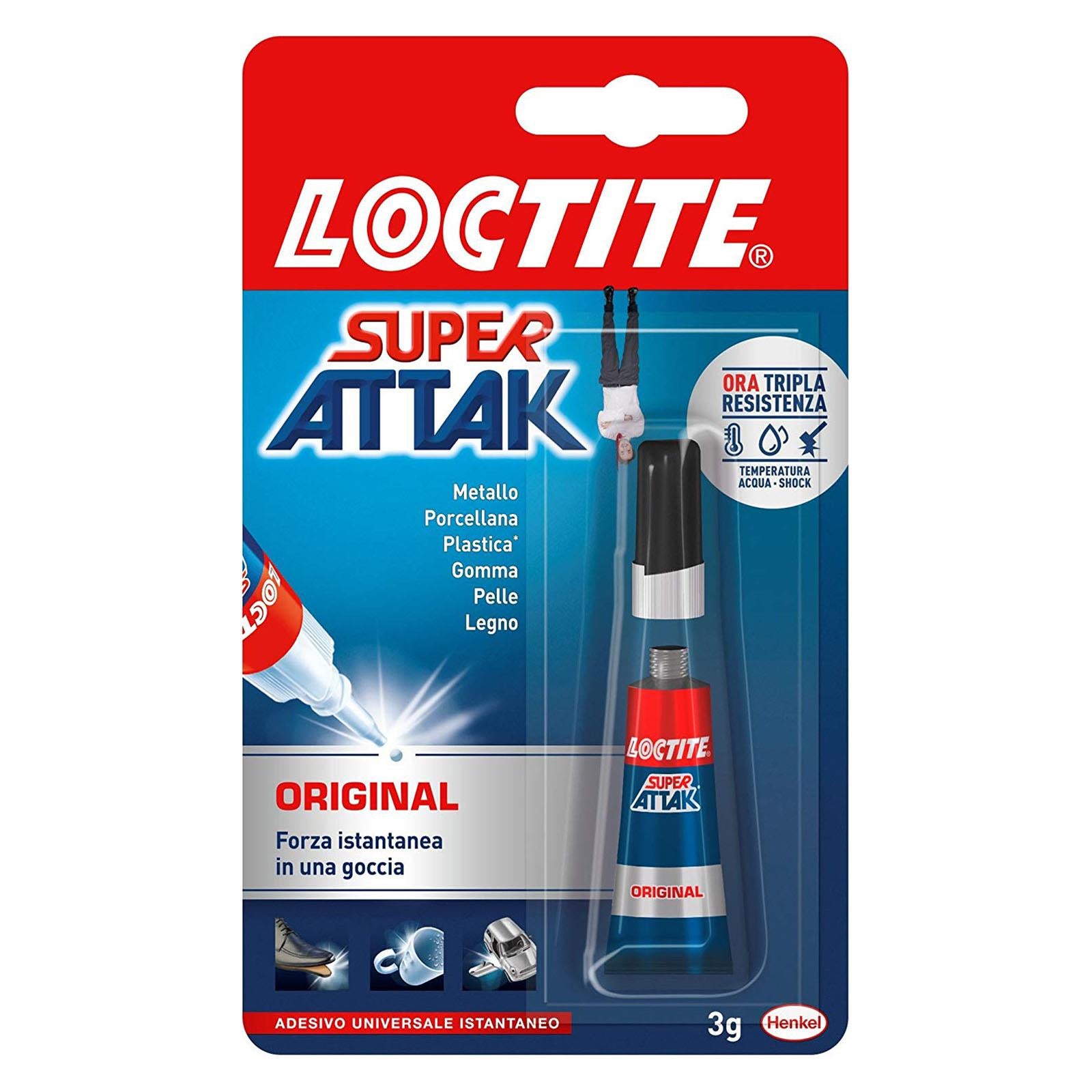 Colla super attak classic original adesivo universale 3 gr istantanio loctite