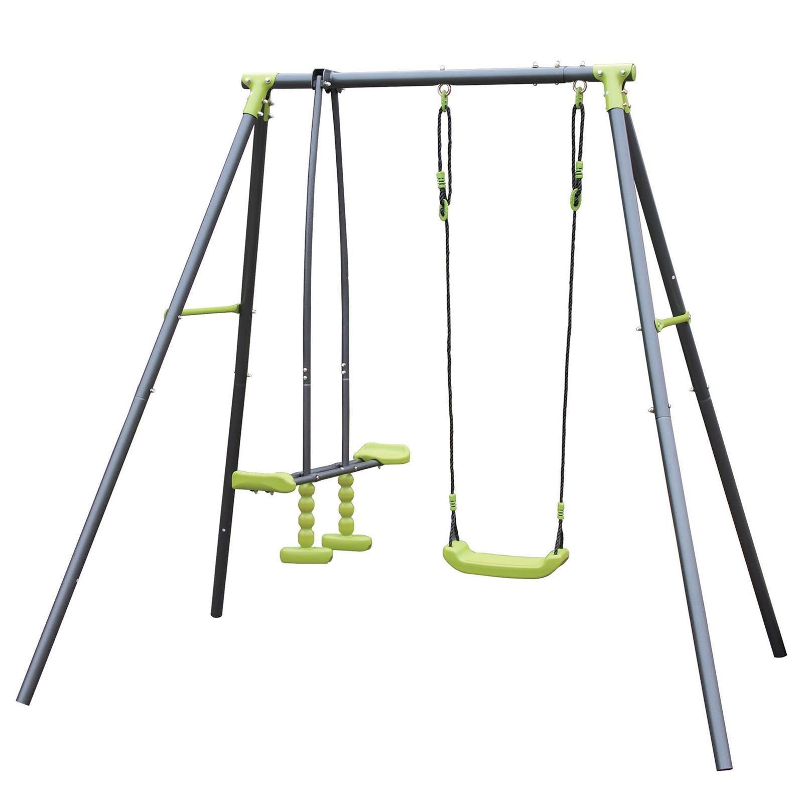 Altalena con struttura in metallo da giardino per bambini con seggiolino da esterno