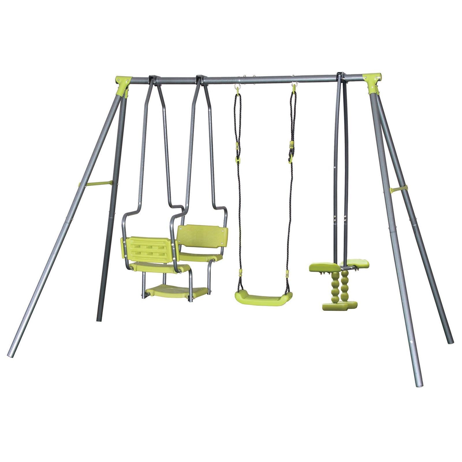 Altalena con struttura in metallo da giardino per bambini con seggiolino da esterno