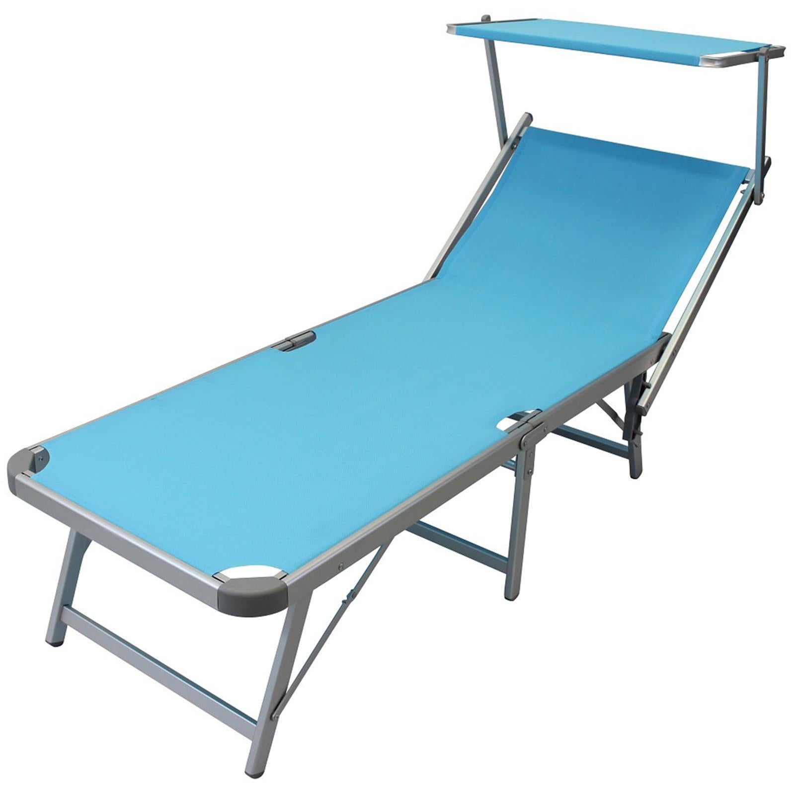 Lettino prendisole in alluminio "Capri Maxi" spiaggina pieghevole con tettuccio da mare