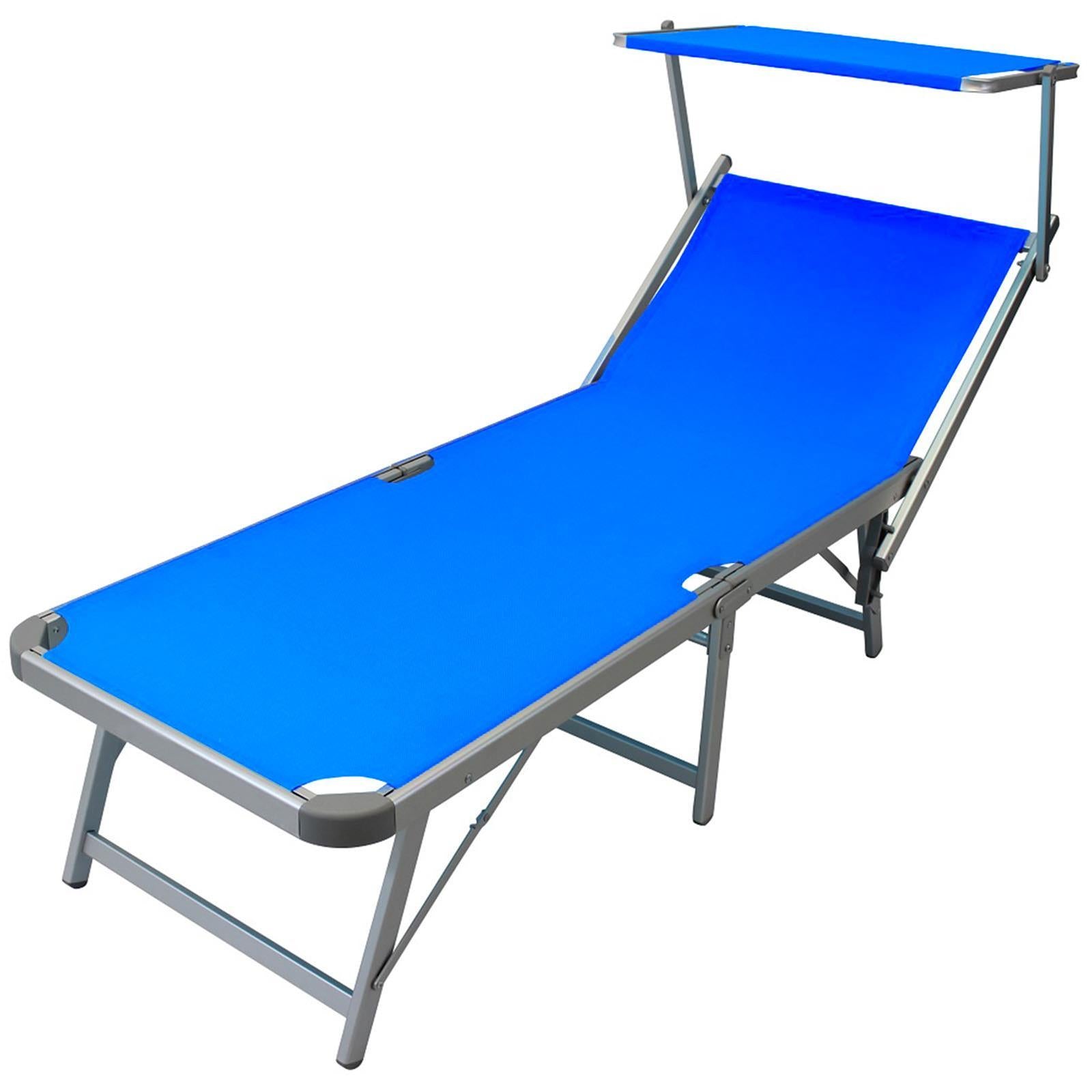 Lettino prendisole in alluminio "Capri Maxi" spiaggina pieghevole con tettuccio da mare