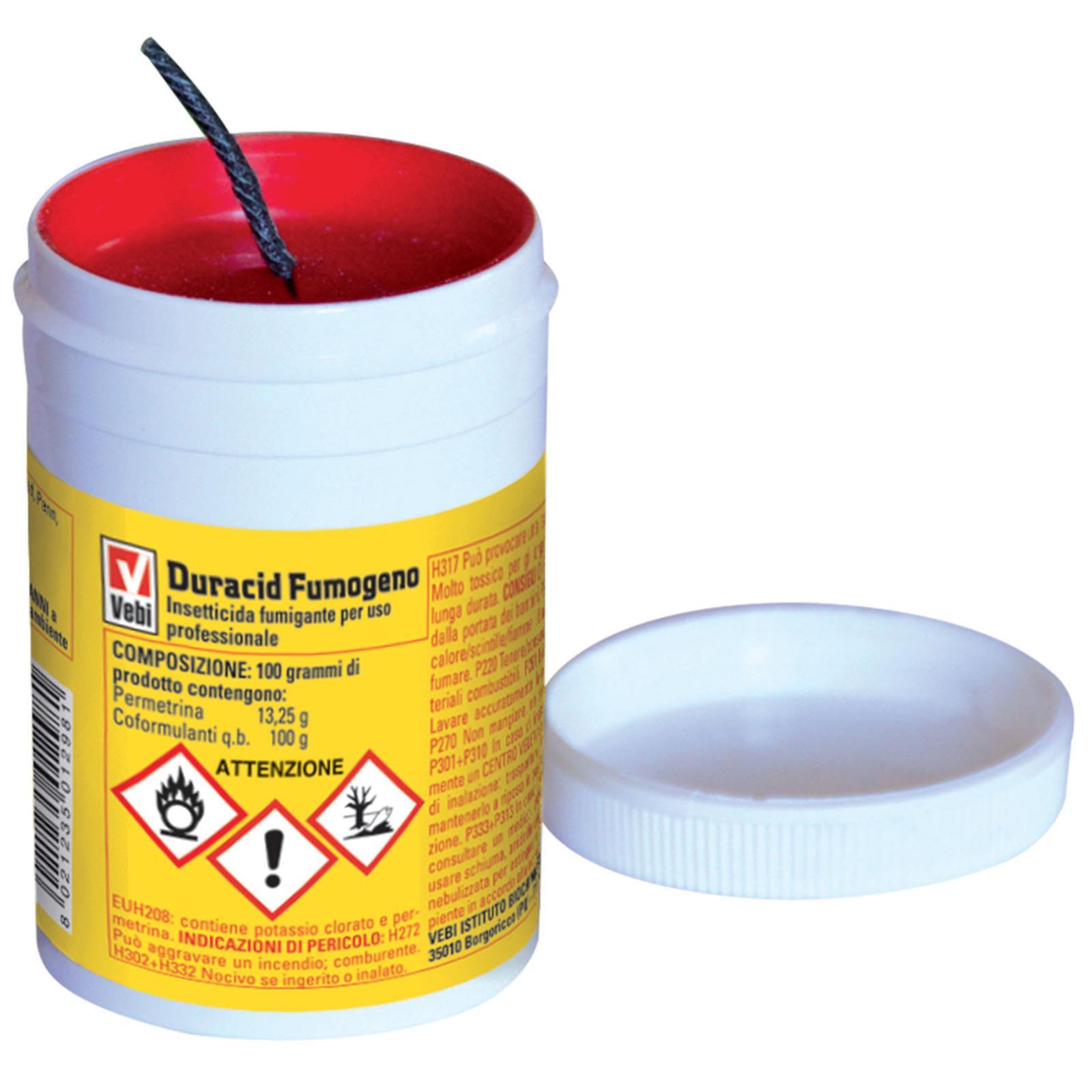 DURACID FUMOGENO INSETTICIDA FUMIGANTE PROFESSIONALE MOSCHE ZANZARE PULCI FORMICHE (11 Gr)