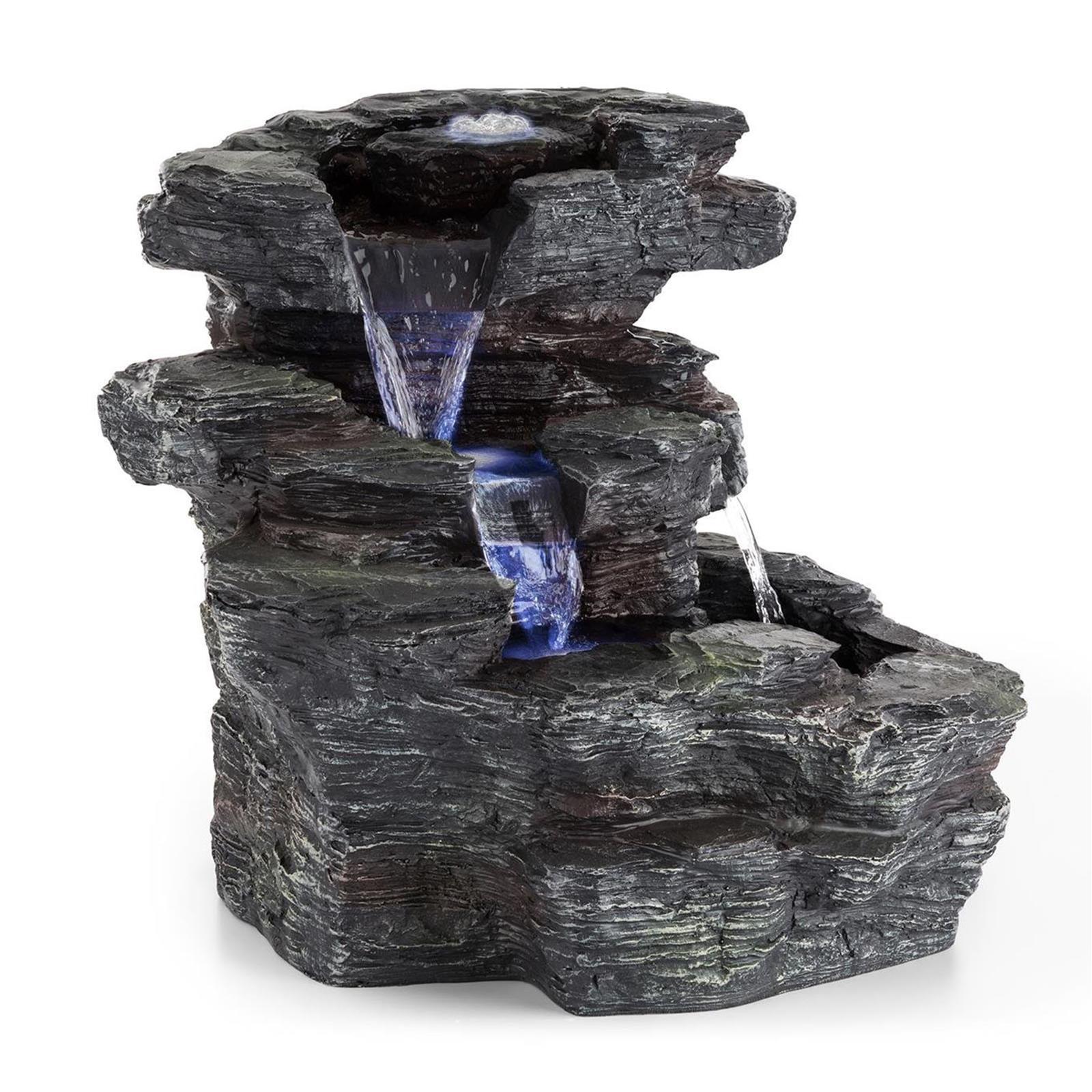 FONTANA FONTANE RESINA ROCCIA ILLUMINATA LUCE LED ARREDO GIARDINO CM 17 X 14 H 28