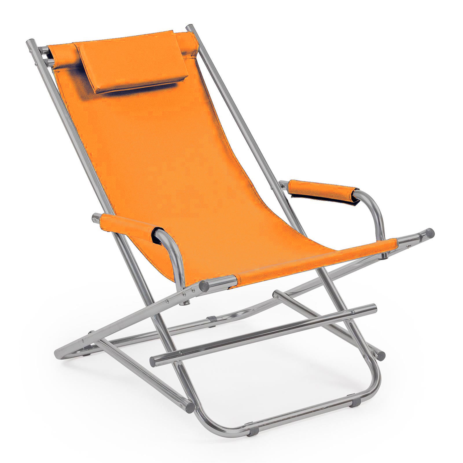 Sdraio in alluminio con cuscino "Bascula", spiaggina prendisole da giardino e mare