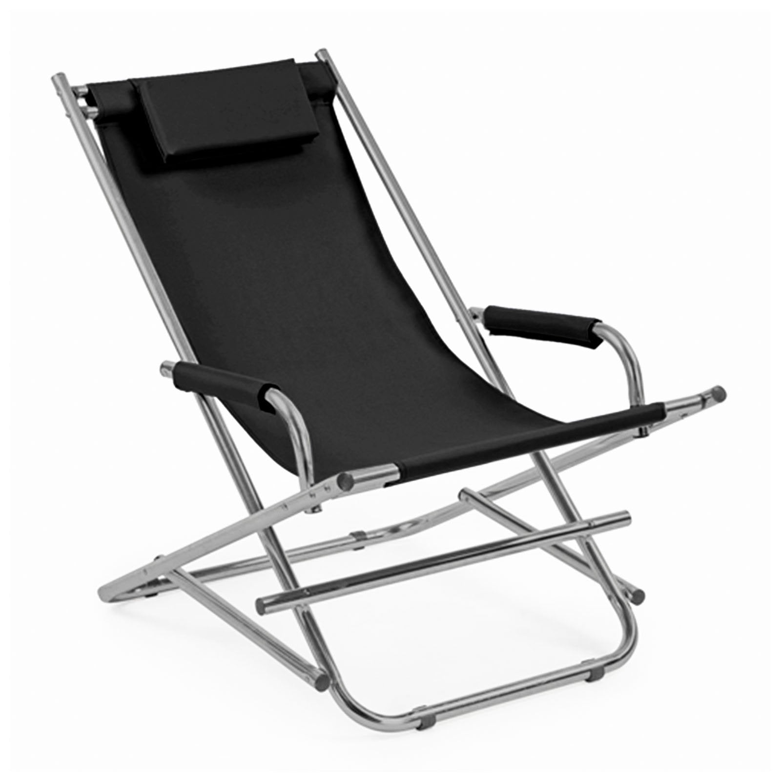 Sdraio in alluminio con cuscino "Bascula", spiaggina prendisole da giardino e mare