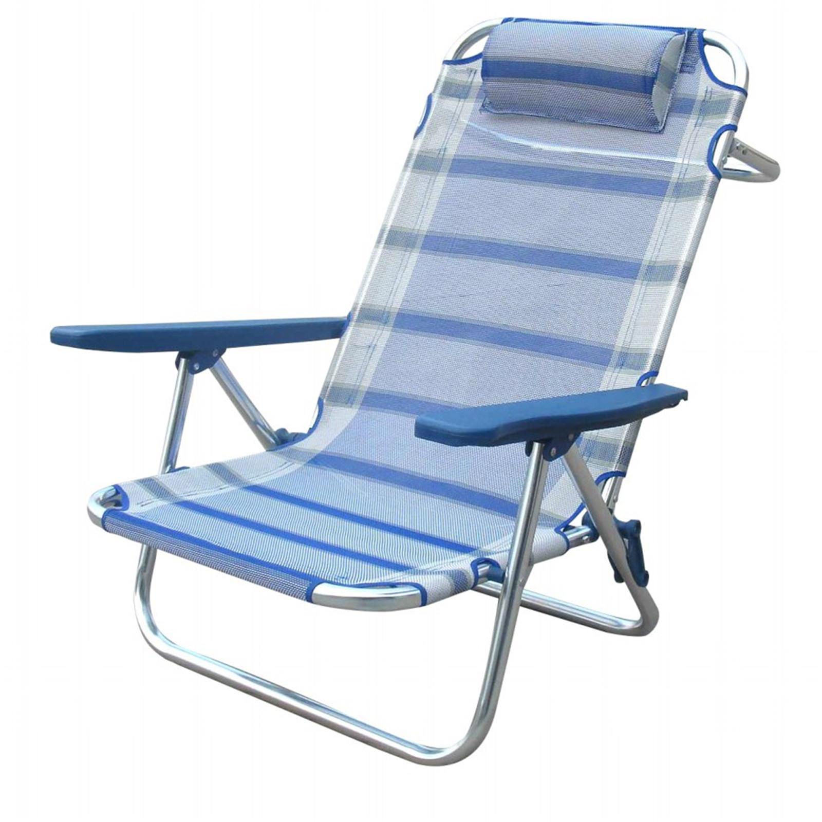Poltrona sedia a sdraio spiaggina da balcone e veranda con braccioli pieghevole in alluminio