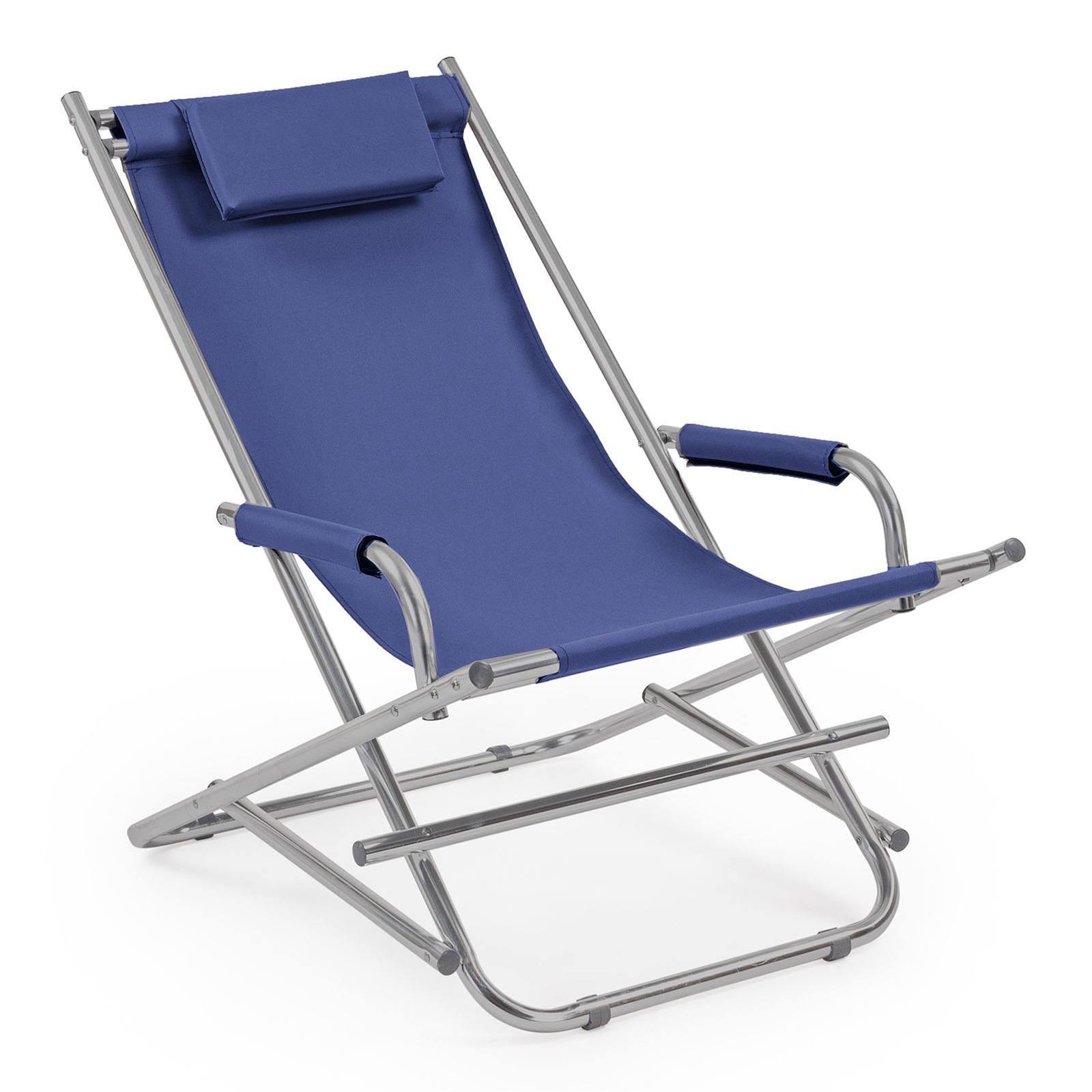 Sdraio in alluminio con cuscino "Bascula", spiaggina prendisole da giardino e mare