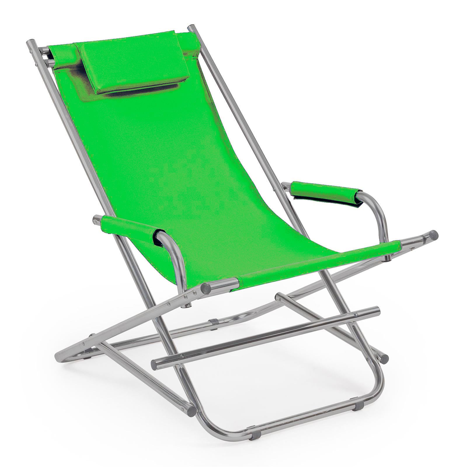 Sdraio in alluminio con cuscino "Bascula", spiaggina prendisole da giardino e mare