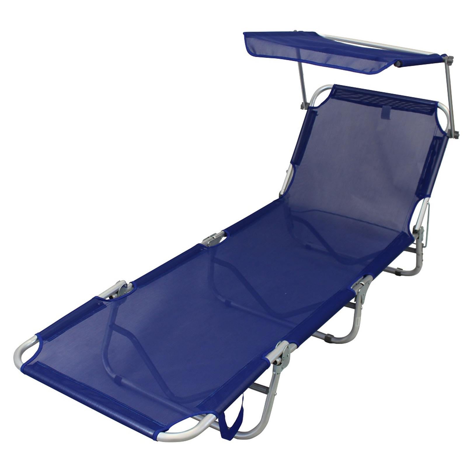 Lettino prendisole in alluminio "Sofia" spiaggina pieghevole con tettuccio da mare