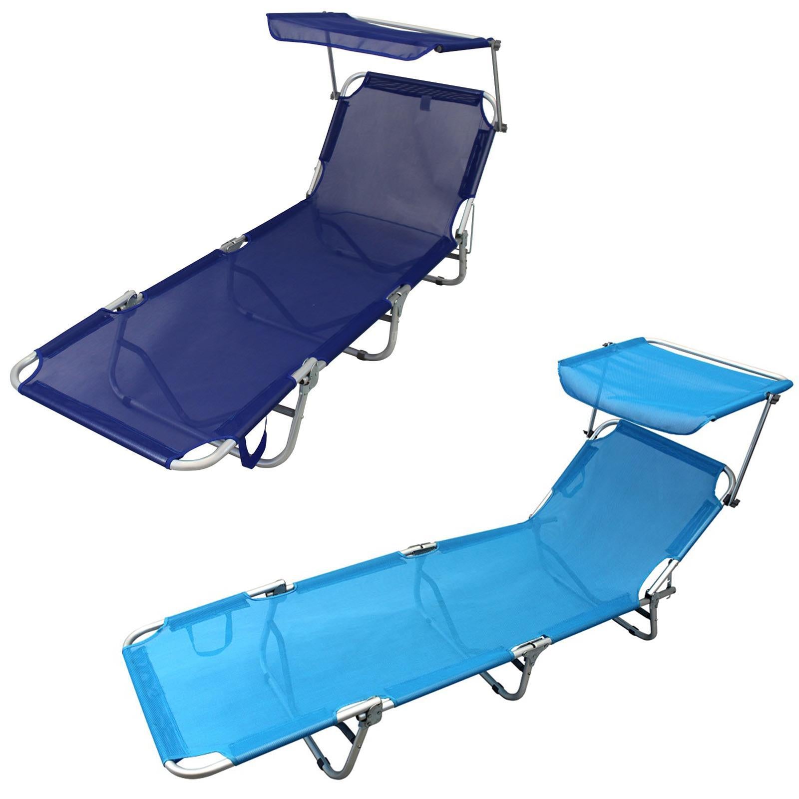 Lettino prendisole in alluminio "Sofia" spiaggina pieghevole con tettuccio da mare