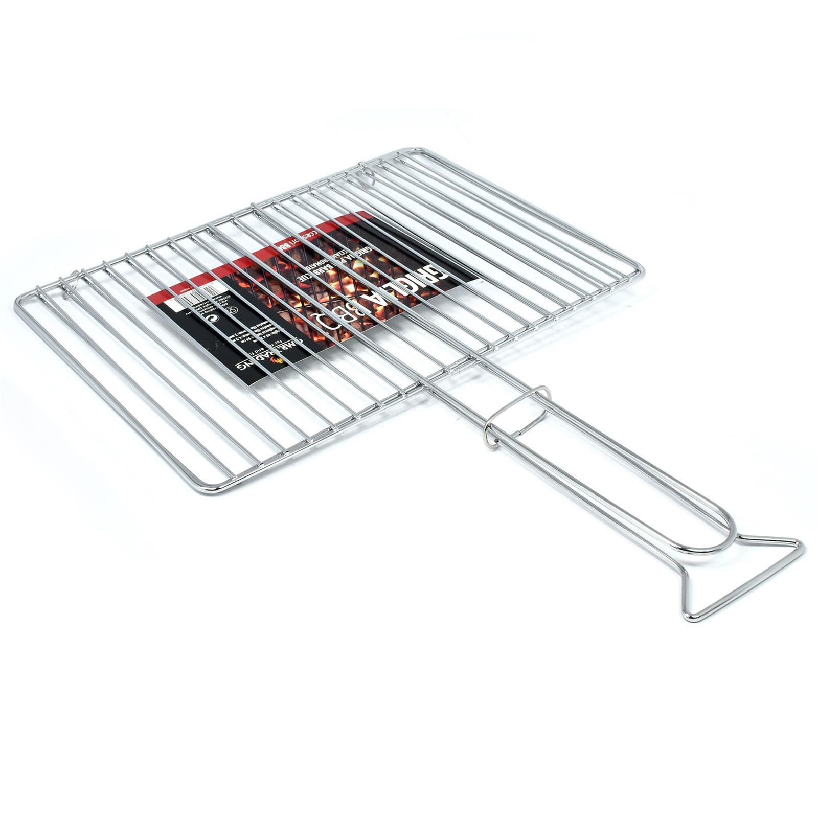 DOPPIA GRIGLIA BISTECCHIERA GRATICOLA PER BARBECUE FORNELLO BBQ FORNACELLA BRACE (40 X 29 CM)