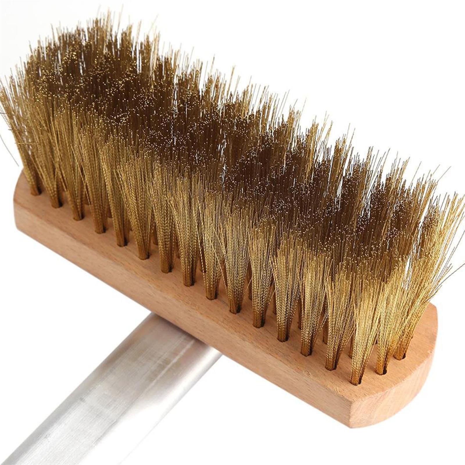 SPAZZOLA PER FORNO A LEGNA SCOPA IN OTTONE GIREVOLE MANICO IN ALLUMINO 16 X 165 CM