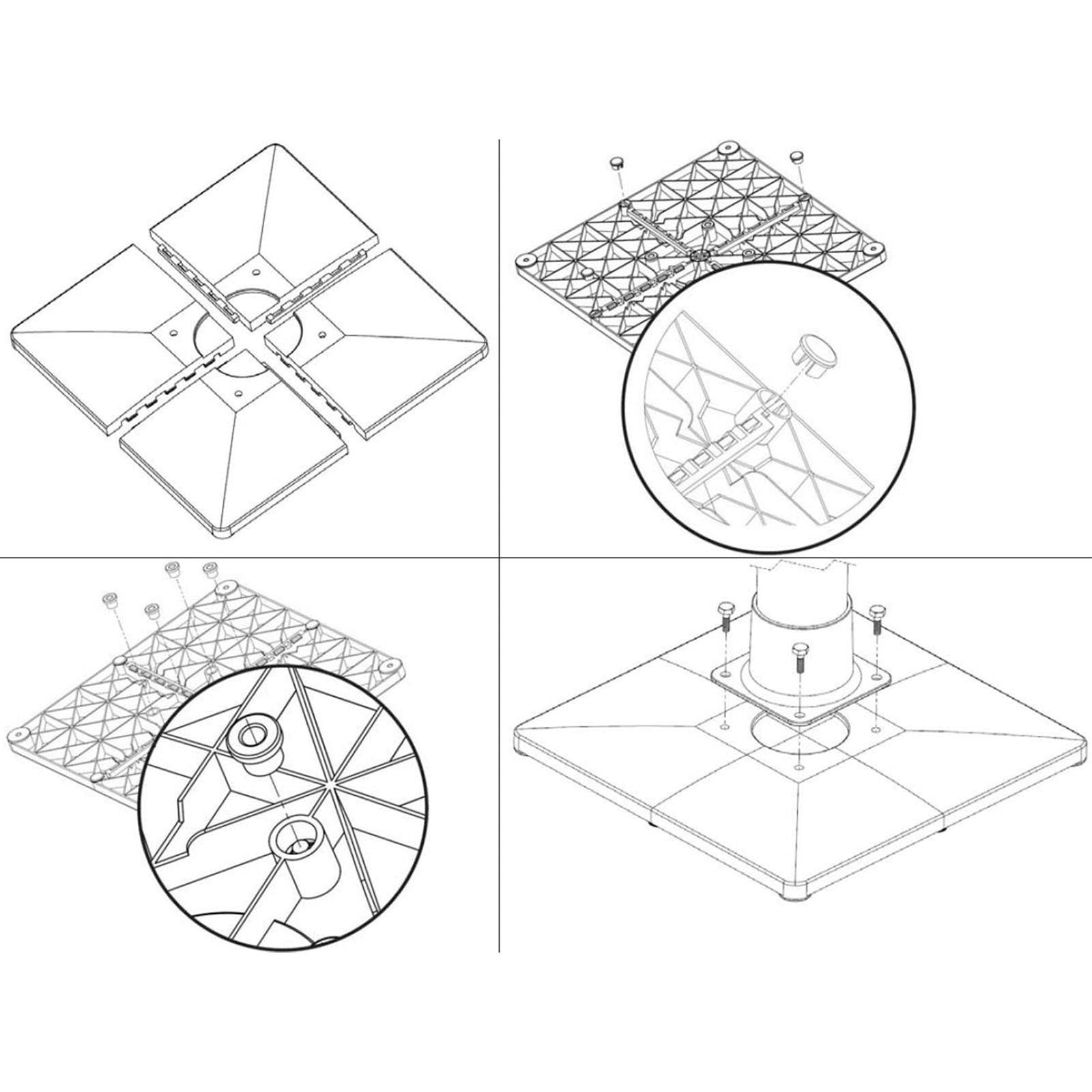 Basetta modulabile per doccia solare da giardino per esterno kit da 4 marmette
