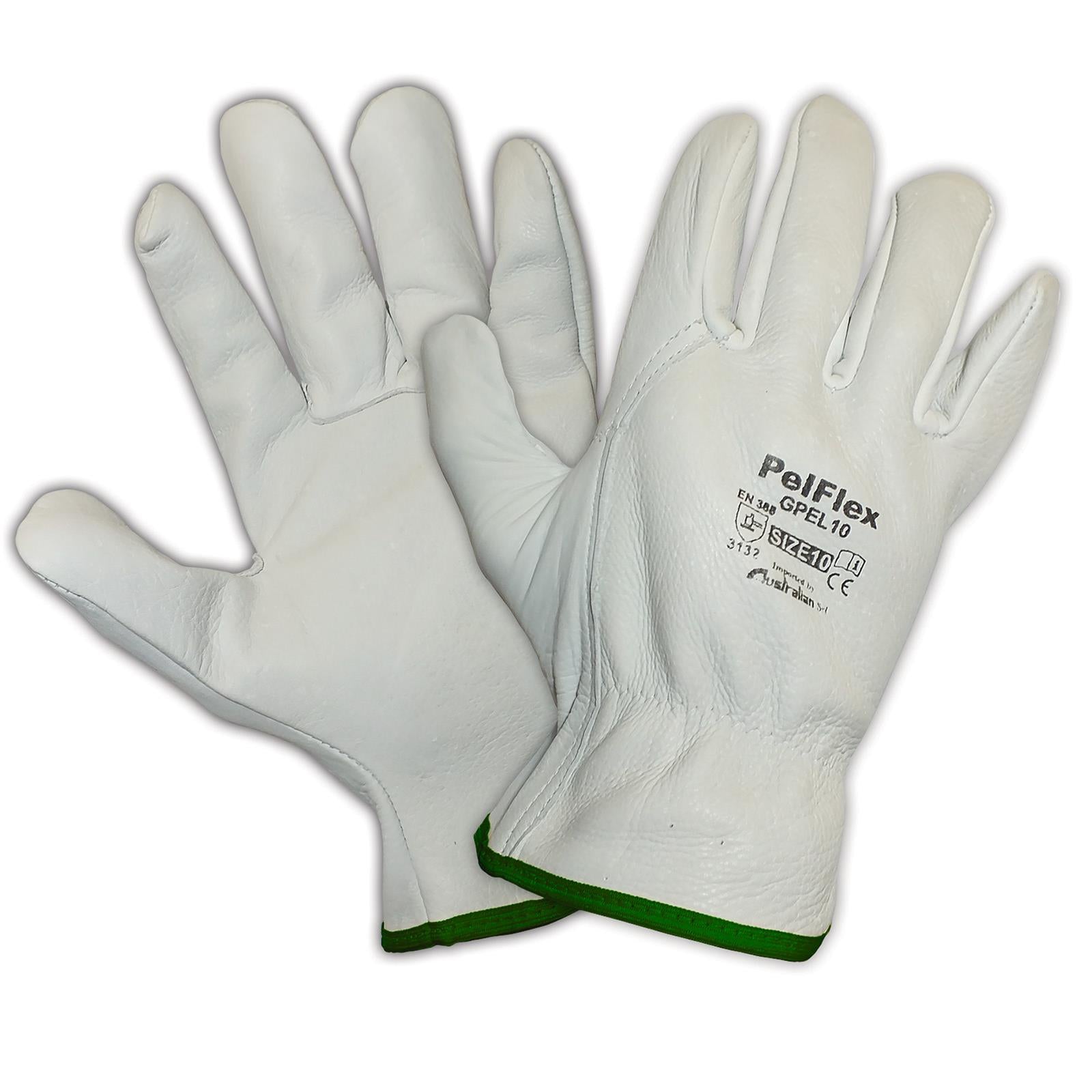 Pz 1 guanti da lavoro in fiore di pelle bovina bianco per giardino antiusura (tg 10)