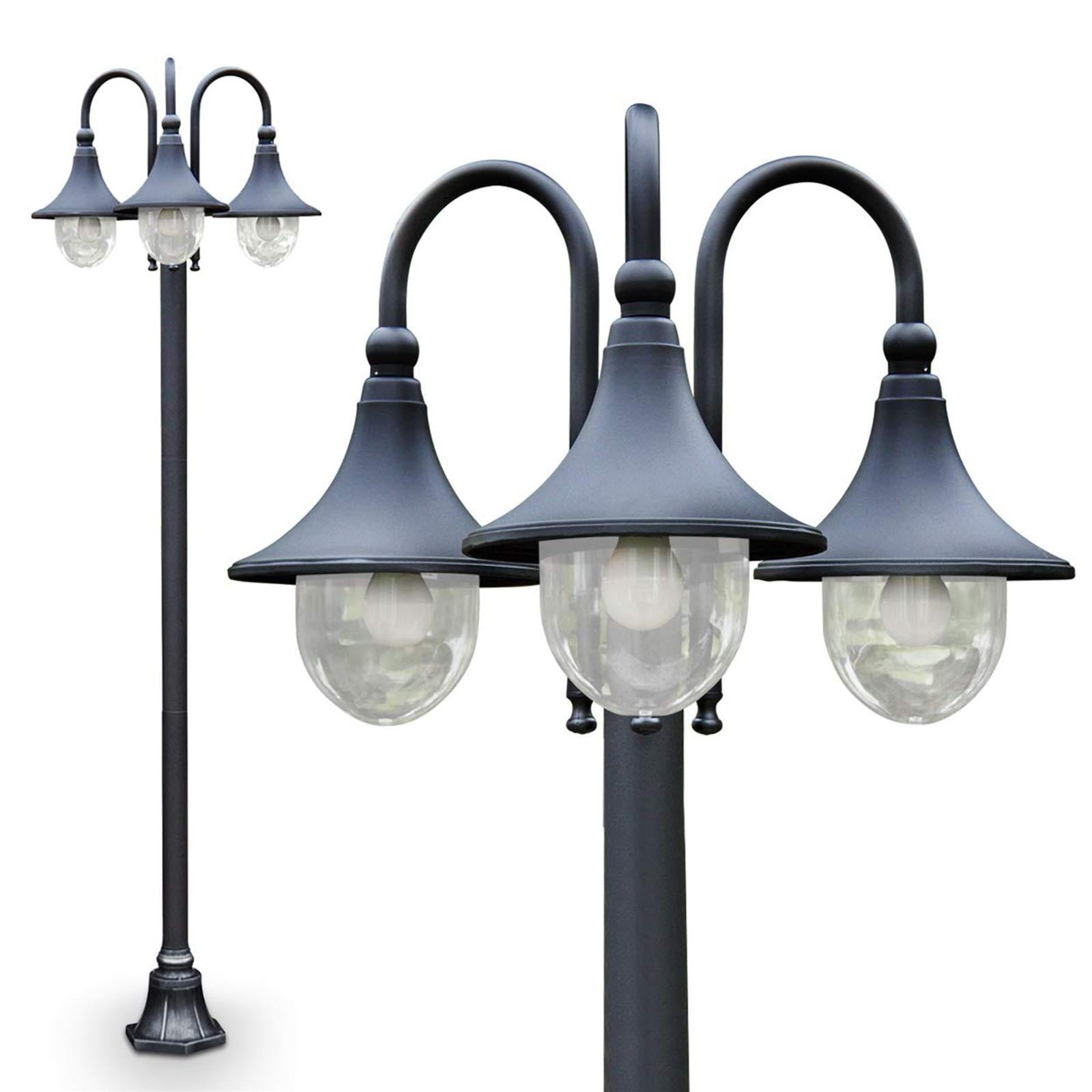 LAMPIONE IN ALLUMINIO GALATEA 3 LUCI CIGNO SU PALO CM 200 H ILLUMINAZIONE ESTERNO