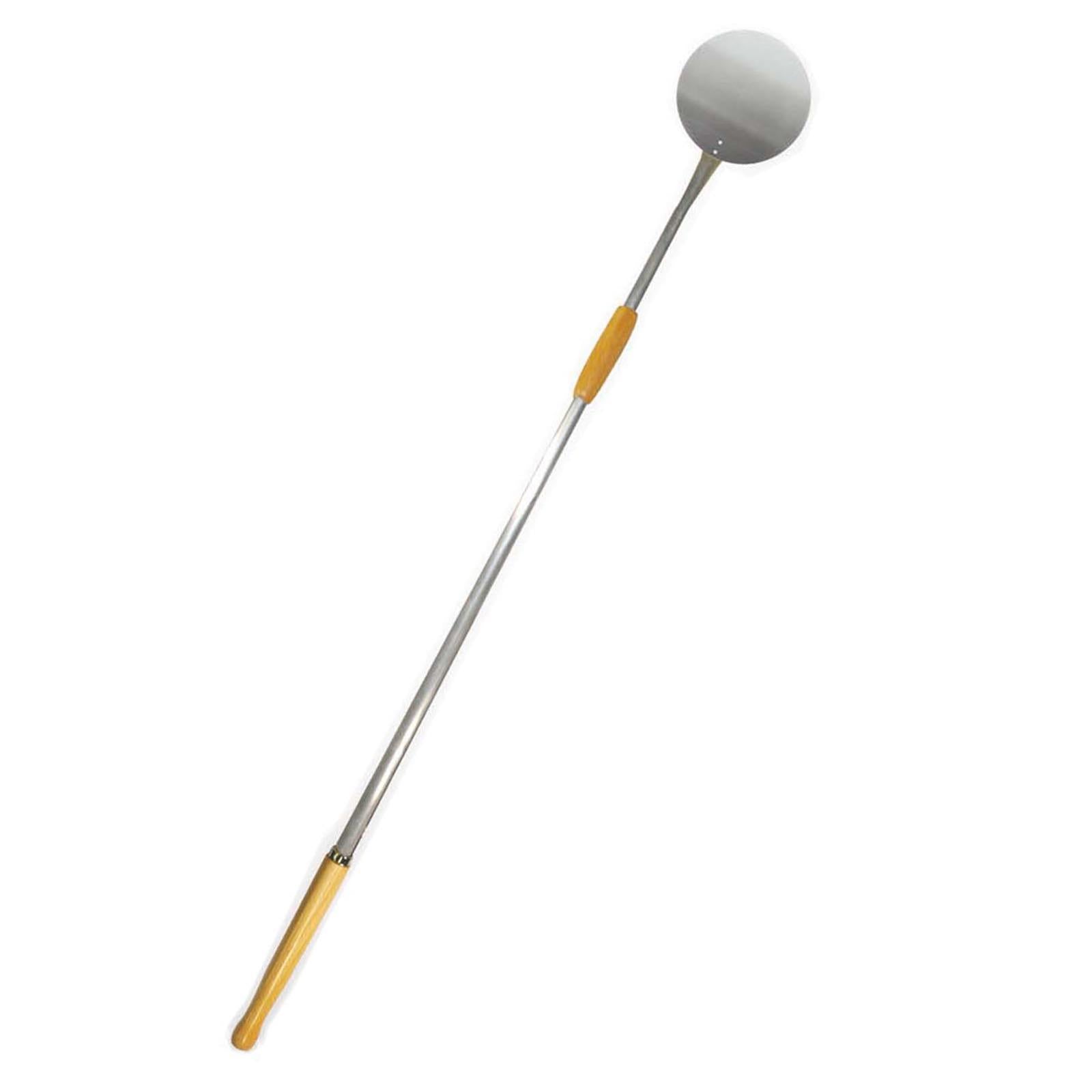 PALA PER PIZZA TONDA O RETTANGOLARE FORATA FORNO A LEGNA PIZZERIA ACCESSORI IN ALLUMINIO (DIAM. 18 CM X H 170 CM )