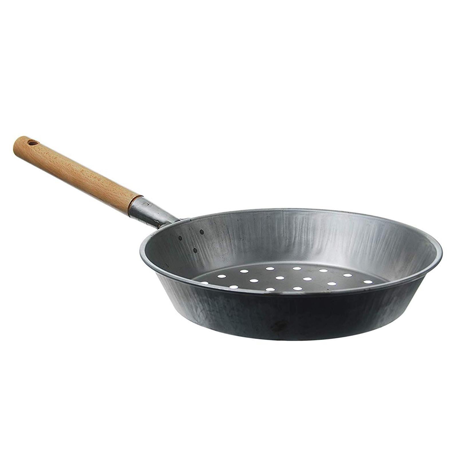 PADELLA BUCATA PER CASTAGNE Ø 26 CM CON MANICO IN LEGNO PER FORNELLO A GAS