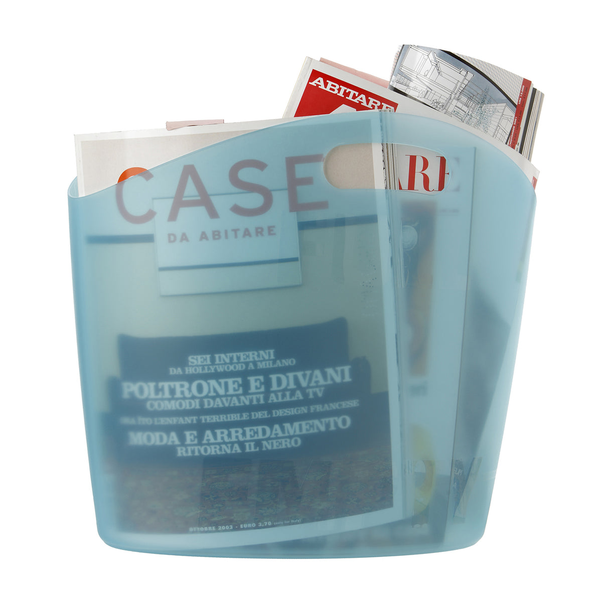 Contenitore multiuso in plastica PVC per riviste giornali e carte giallo