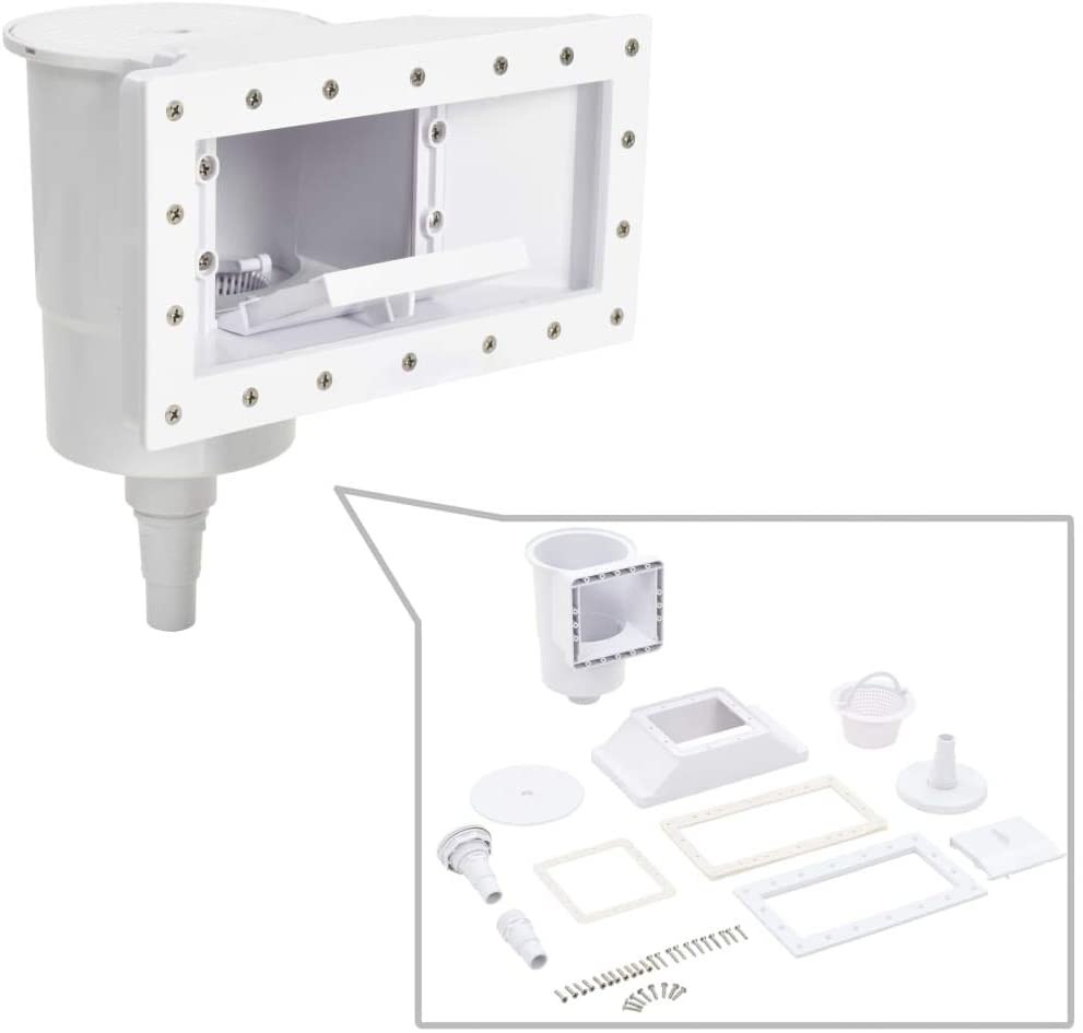 Skimmer a bocca larga "GRE AR 100" per piscina rigida da muro e parete completo con valvola ritorno