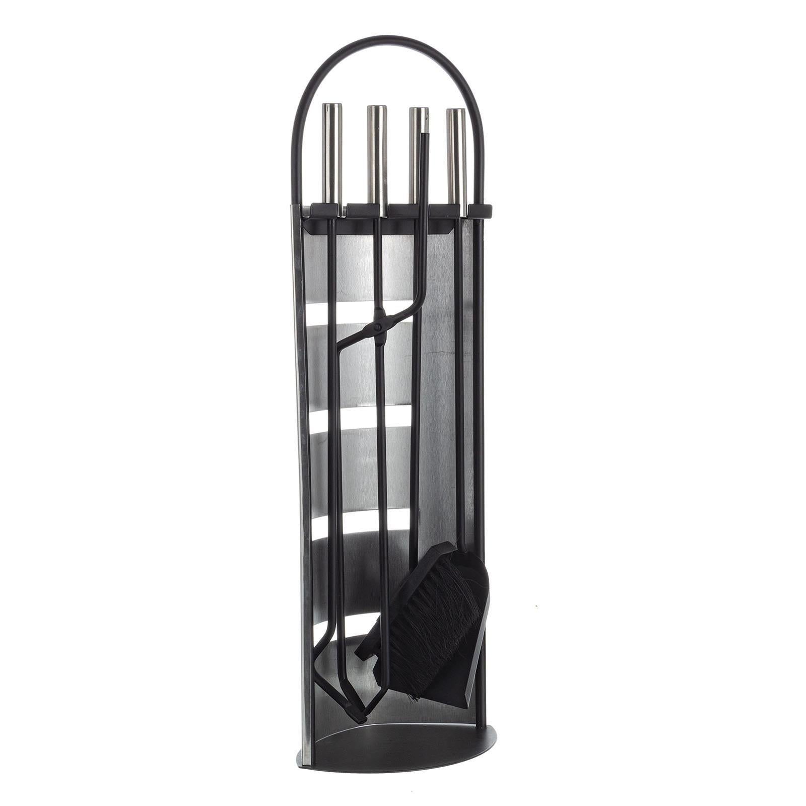 SET ACCESSORI 5 PZ GRUPPO CAMINO PER STUFA A LEGNA ACCAIO INOX CON PALETTA SCOPA E PINZA