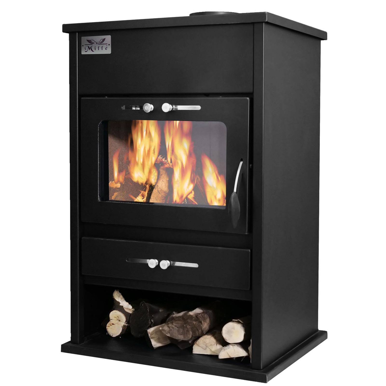 STUFA A LEGNA MONTEBIANCO IN ACCIAIO VERNICIATO 18 KW CAMINETTO H 97 CM MADE IN ITALY