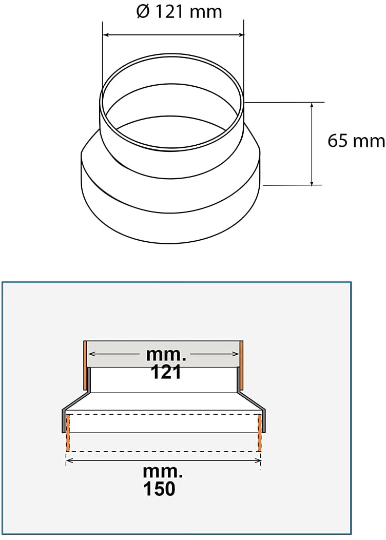 Riduzione a cono per tubo aerazione canalizzata sezione Tonda in ABS