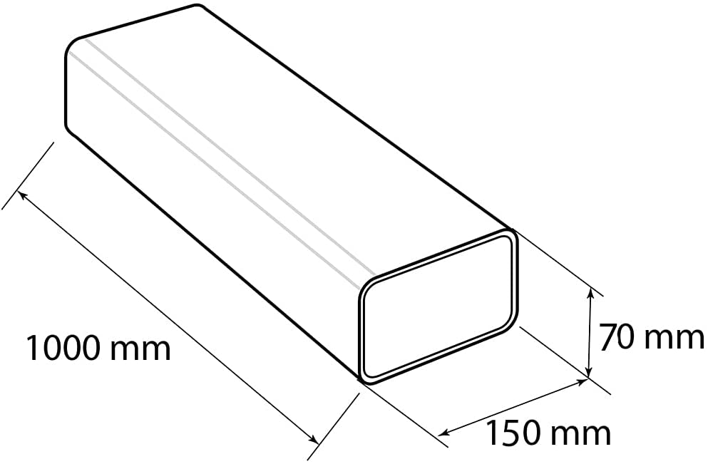 Tubo per aerazione canalizzata in ABS sezione rettangolare 1 m