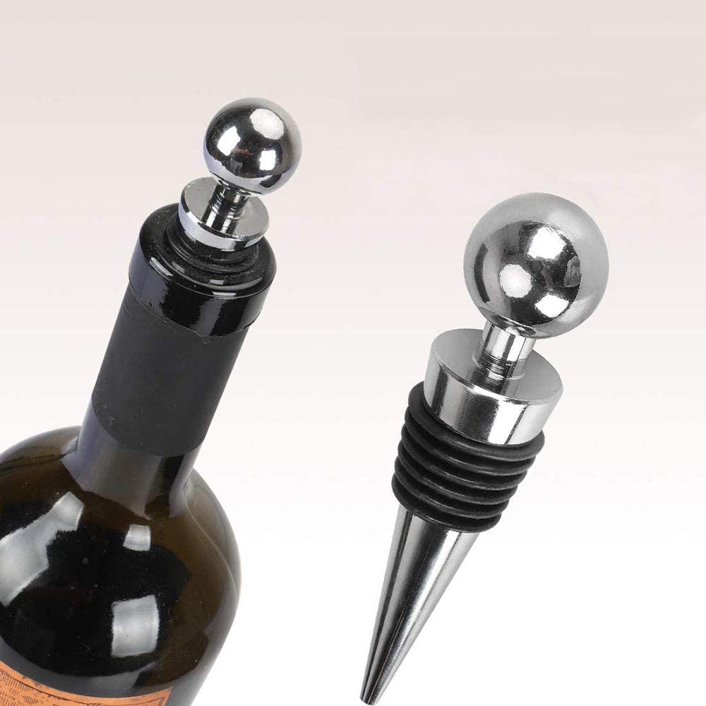 Set sommelier 4 pezzi Cavatappi con tagliacapsule, Anello anti goccia, Tappo chiudi bottiglia, Tappo versatore