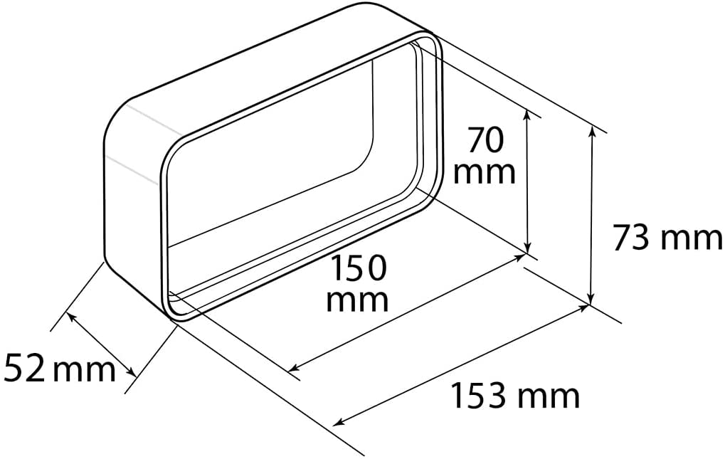 Giunto per tubo aerazione canalizzata sezione rettangolare in ABS