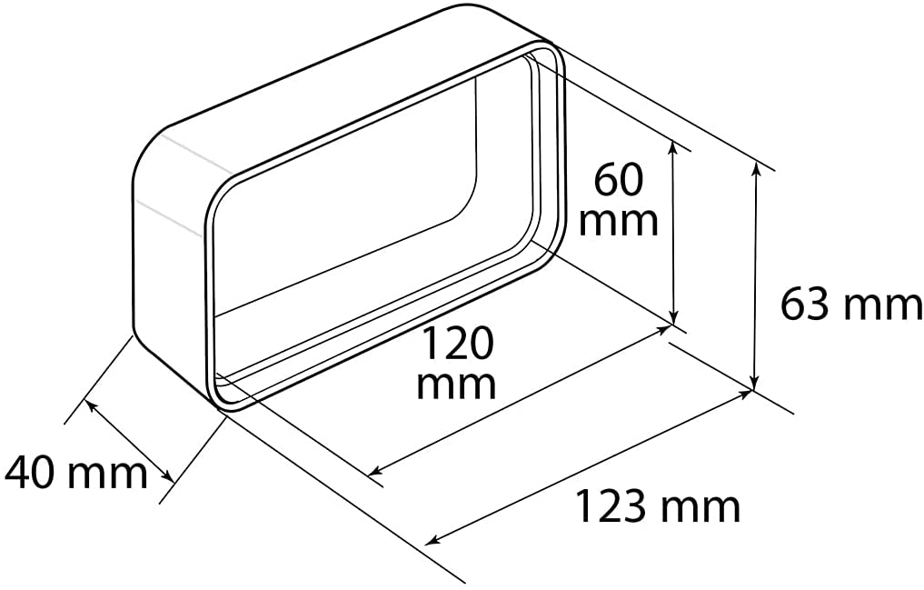 Giunto per tubo aerazione canalizzata sezione rettangolare in ABS