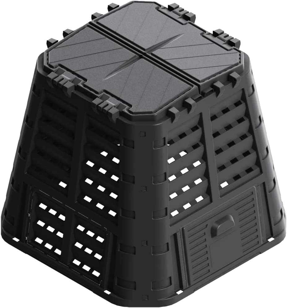 Compostiera quadrata da giardino 380 lt con apertura superiore ed inferiore