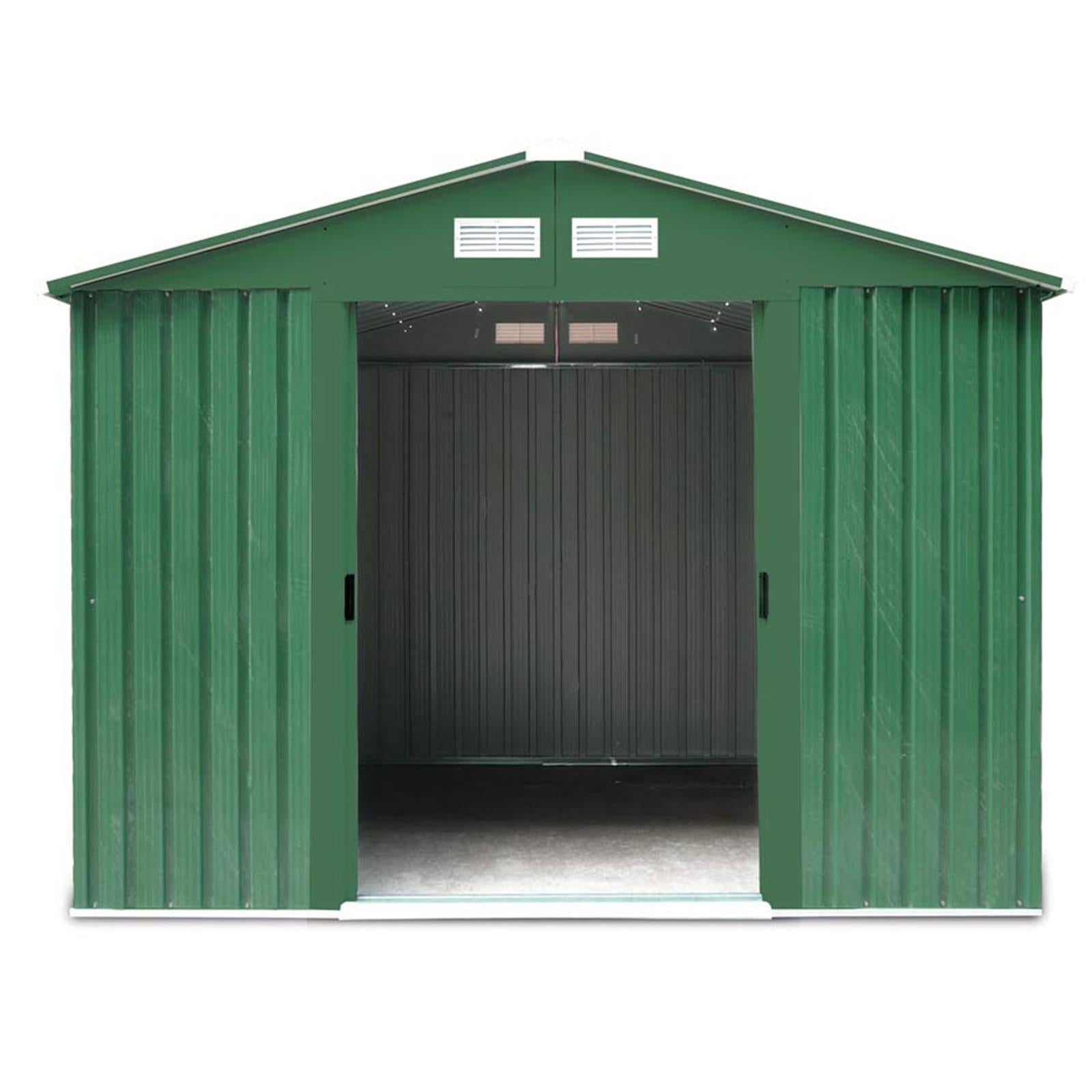 Casa cottage large in metallo 257 cm verde da giardino deposito esterno ripostiglio