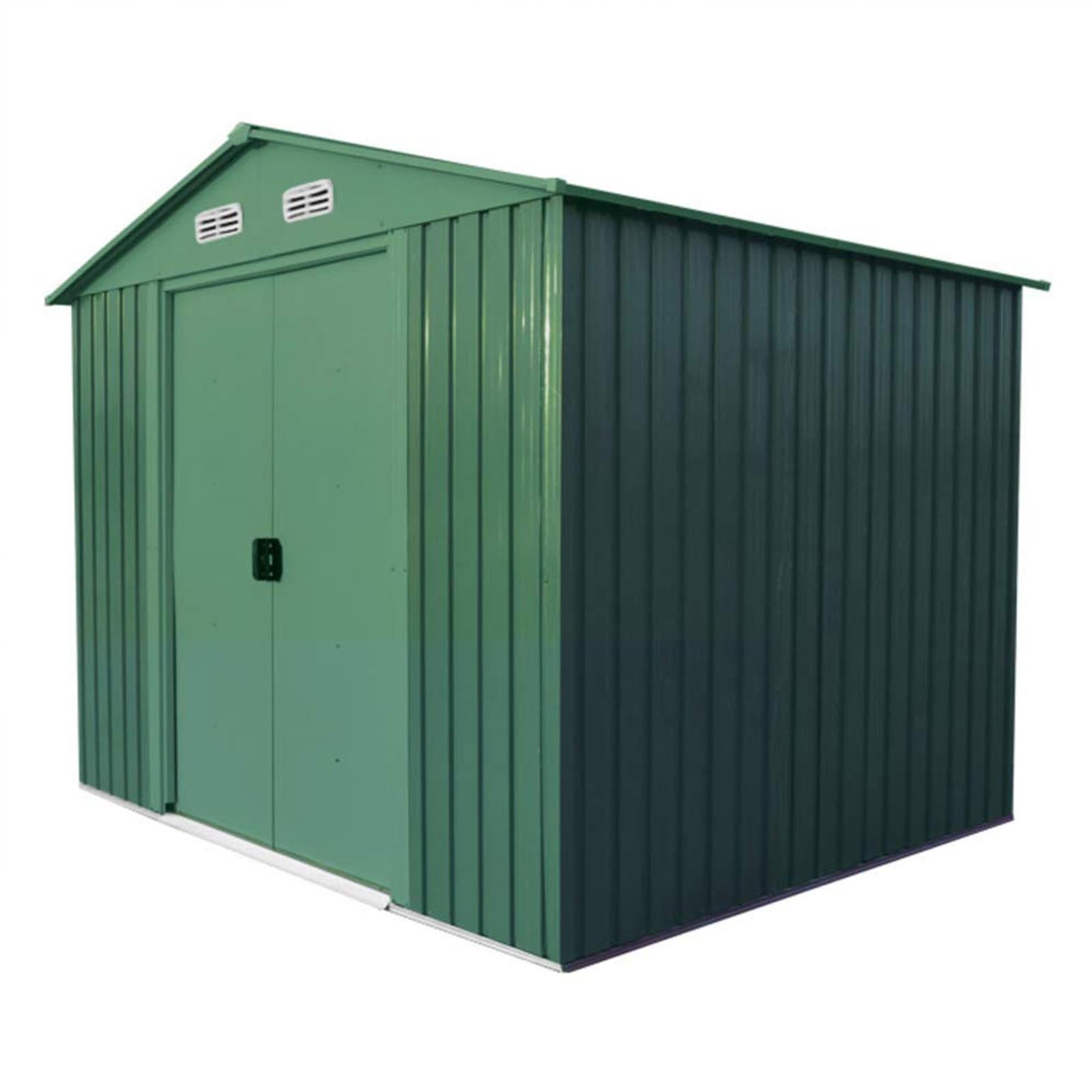Casa cottage large in metallo 257 cm verde da giardino deposito esterno ripostiglio