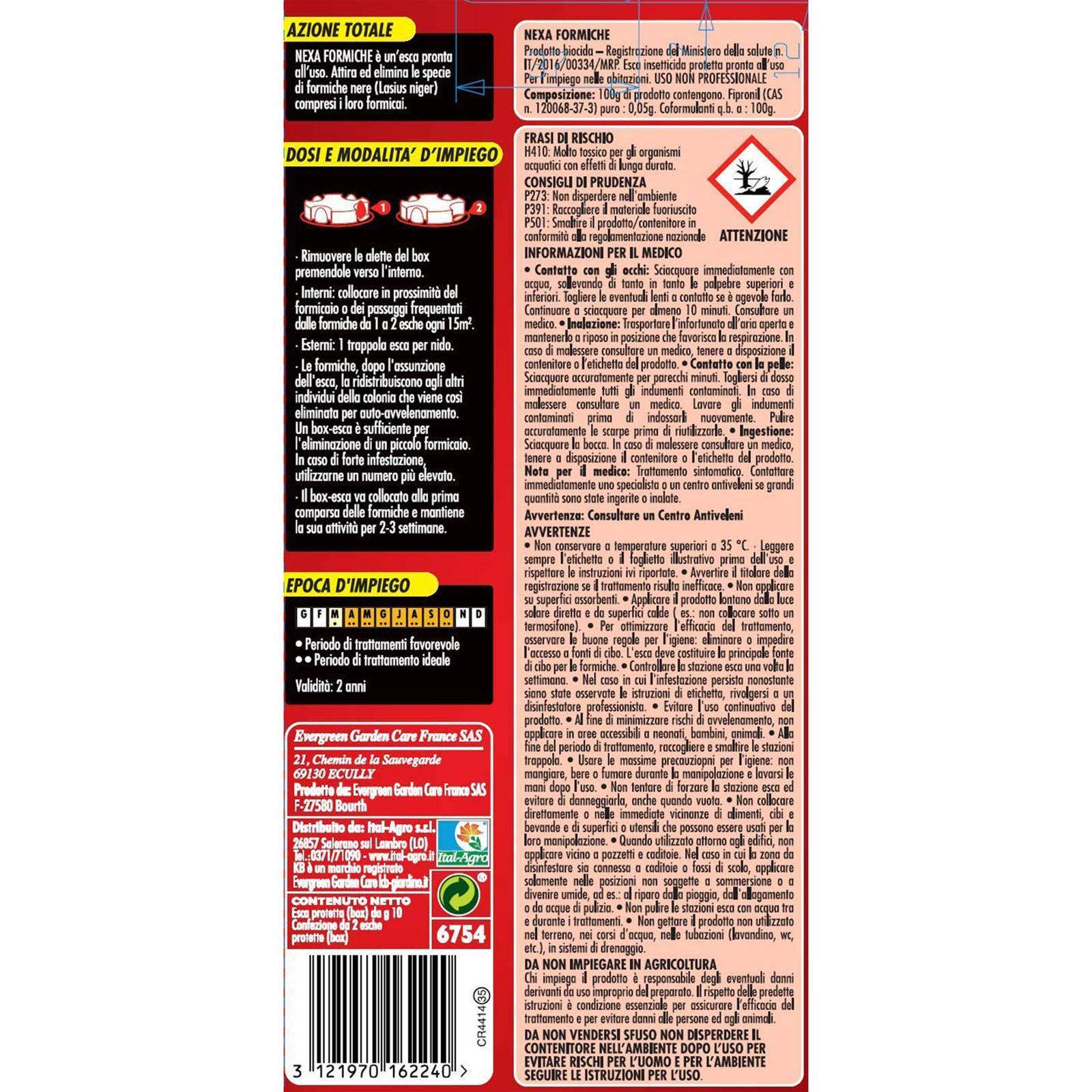 TRAPPOLE PER FORMICHE ESCA ANTIFORMICHE INSETTICIDA GEL IN BLISTER USO INTERNO PZ 2