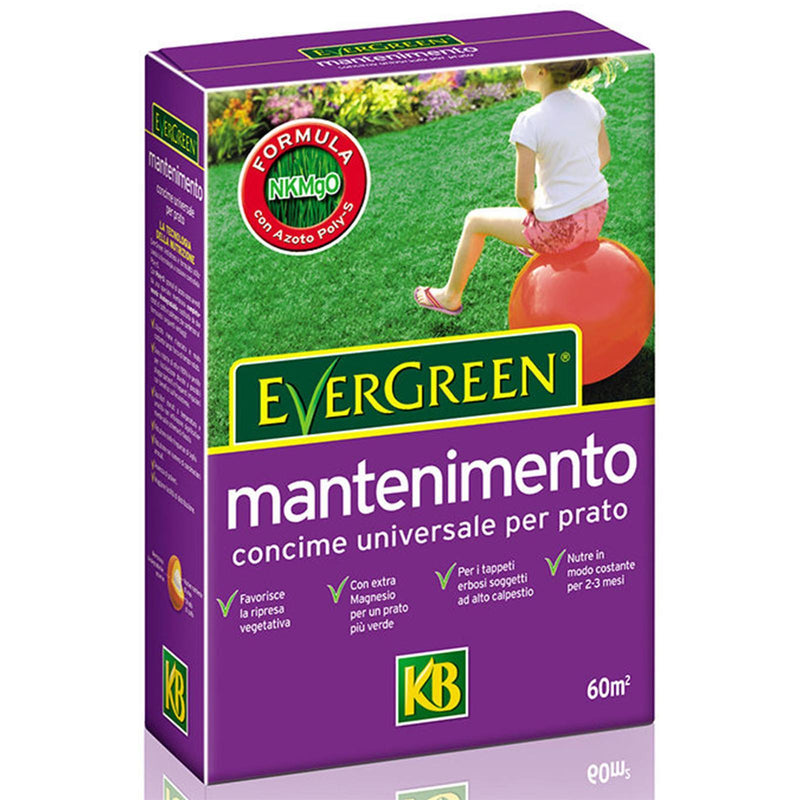 Evergreen 2 kg concime per il mantenimento del prato e aiuole 60 mtq lenta cessione