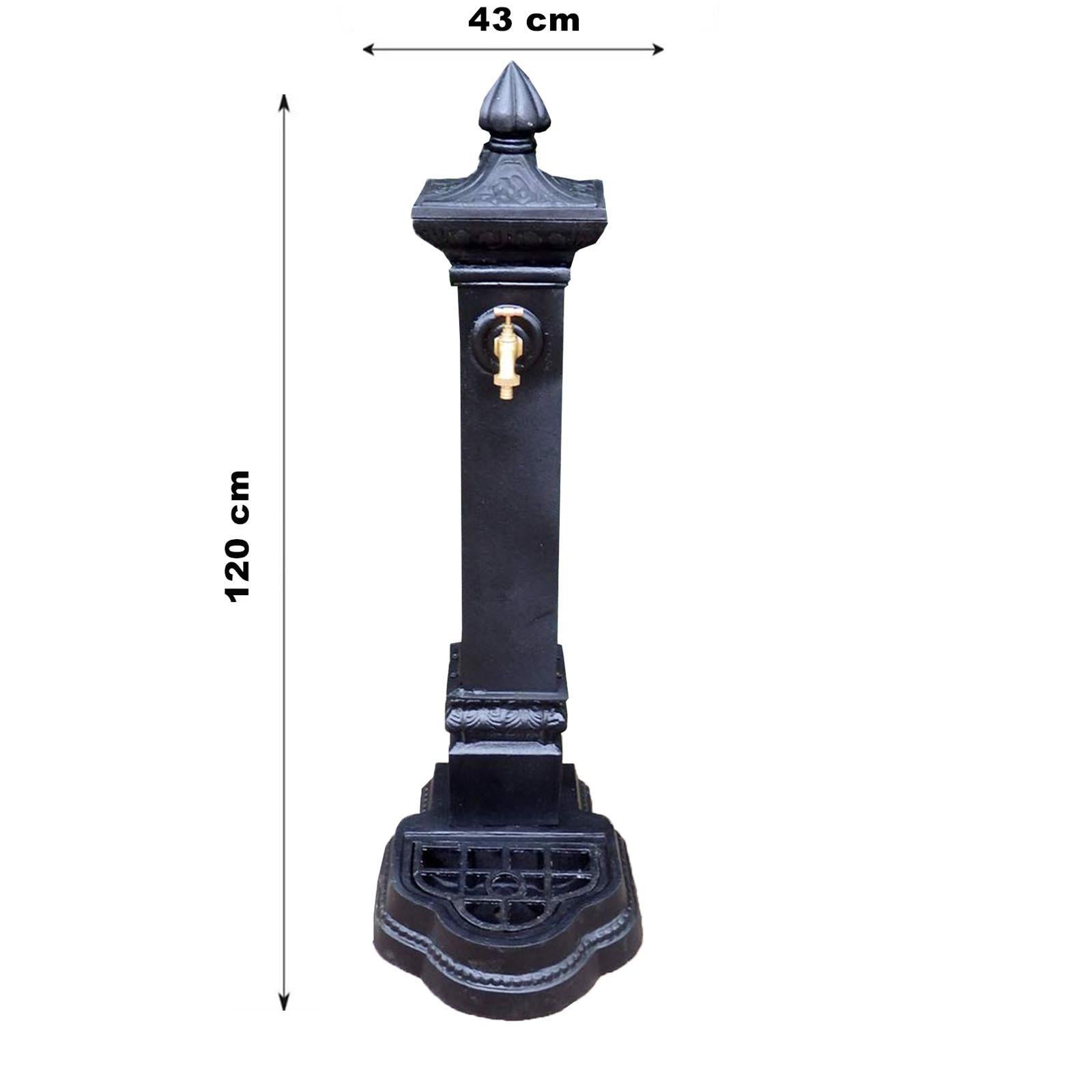 FONTANA IN GHISA DA PAVIMENTO NERO CON RUBINETTO H 120 CM PER ESTERNI